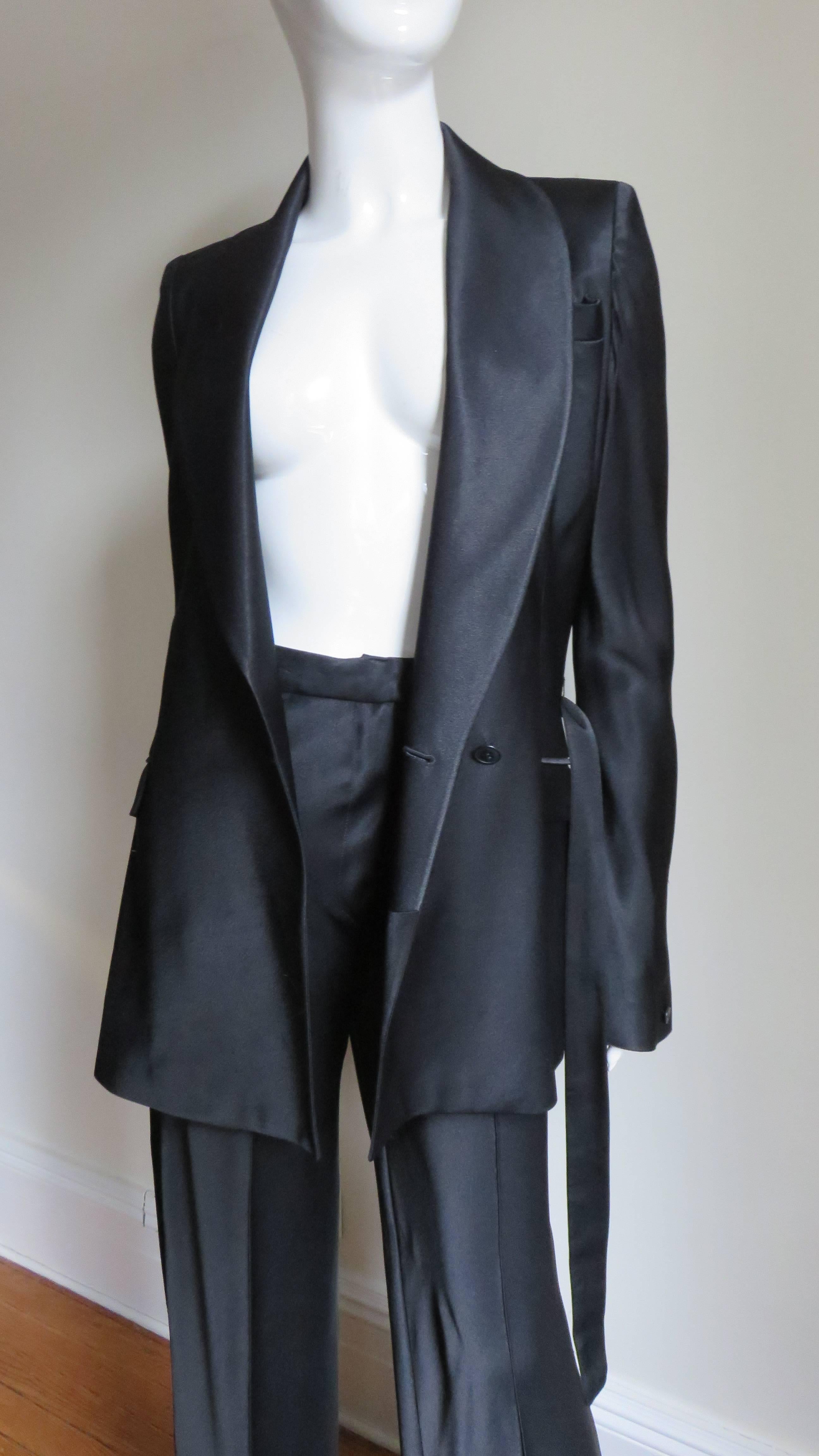 John Galliano Vintage Le Smoking Silk Suit In Excellent Condition In Water Mill, NY