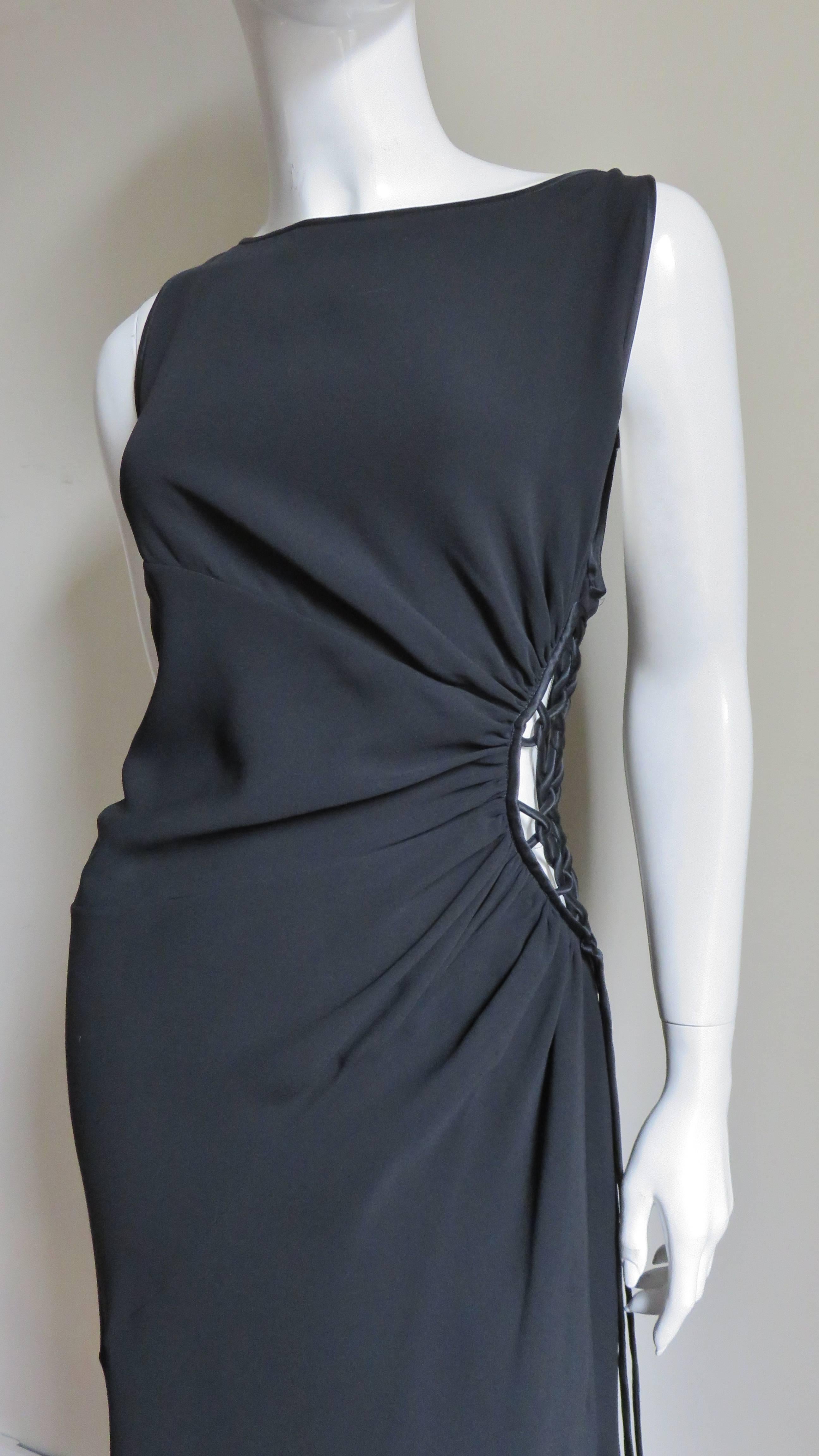 Black Valentino Silk Gown With Cut Out Side 
