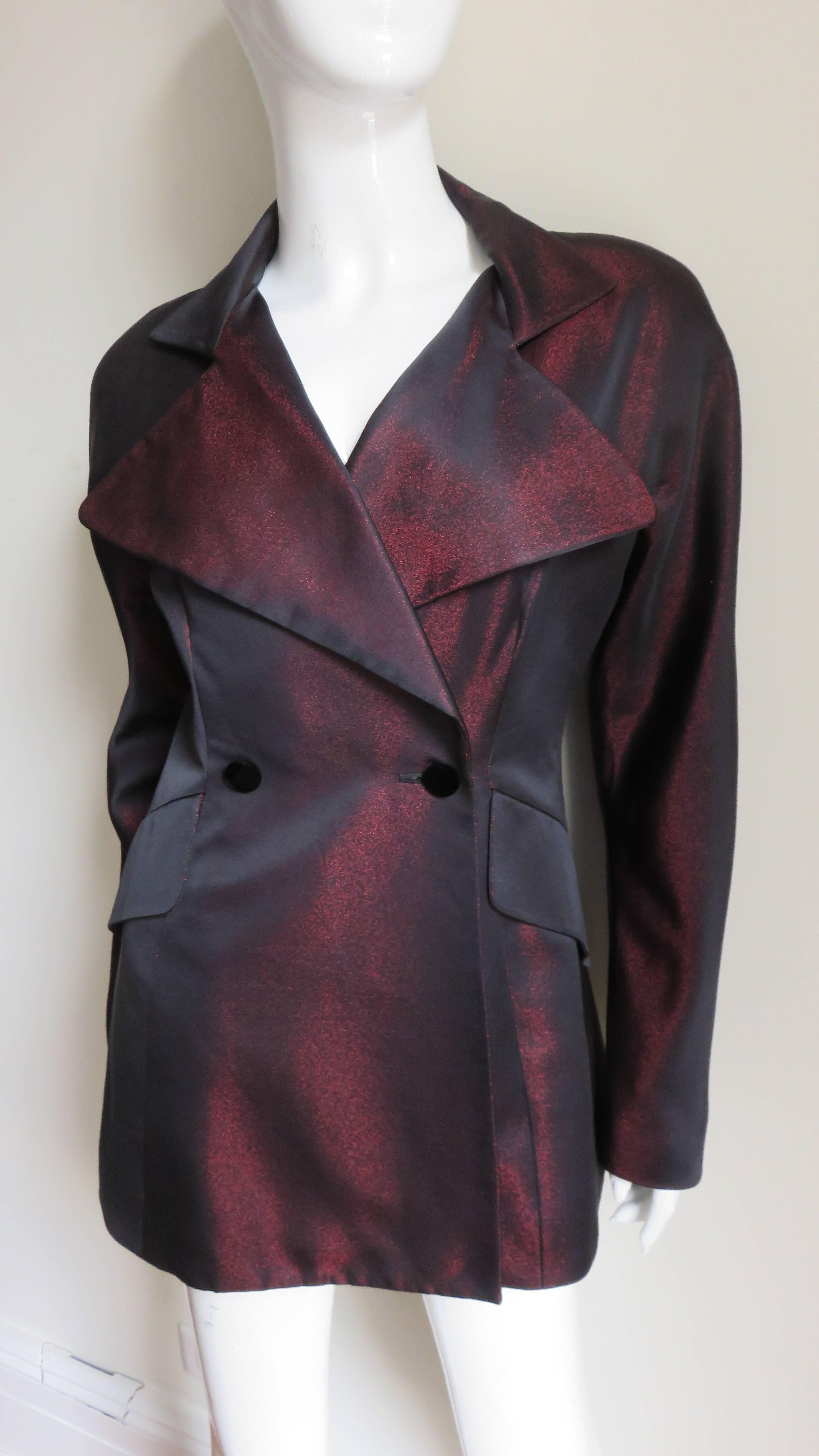 Black Claude Montana Iridescent Silk Jacket  For Sale