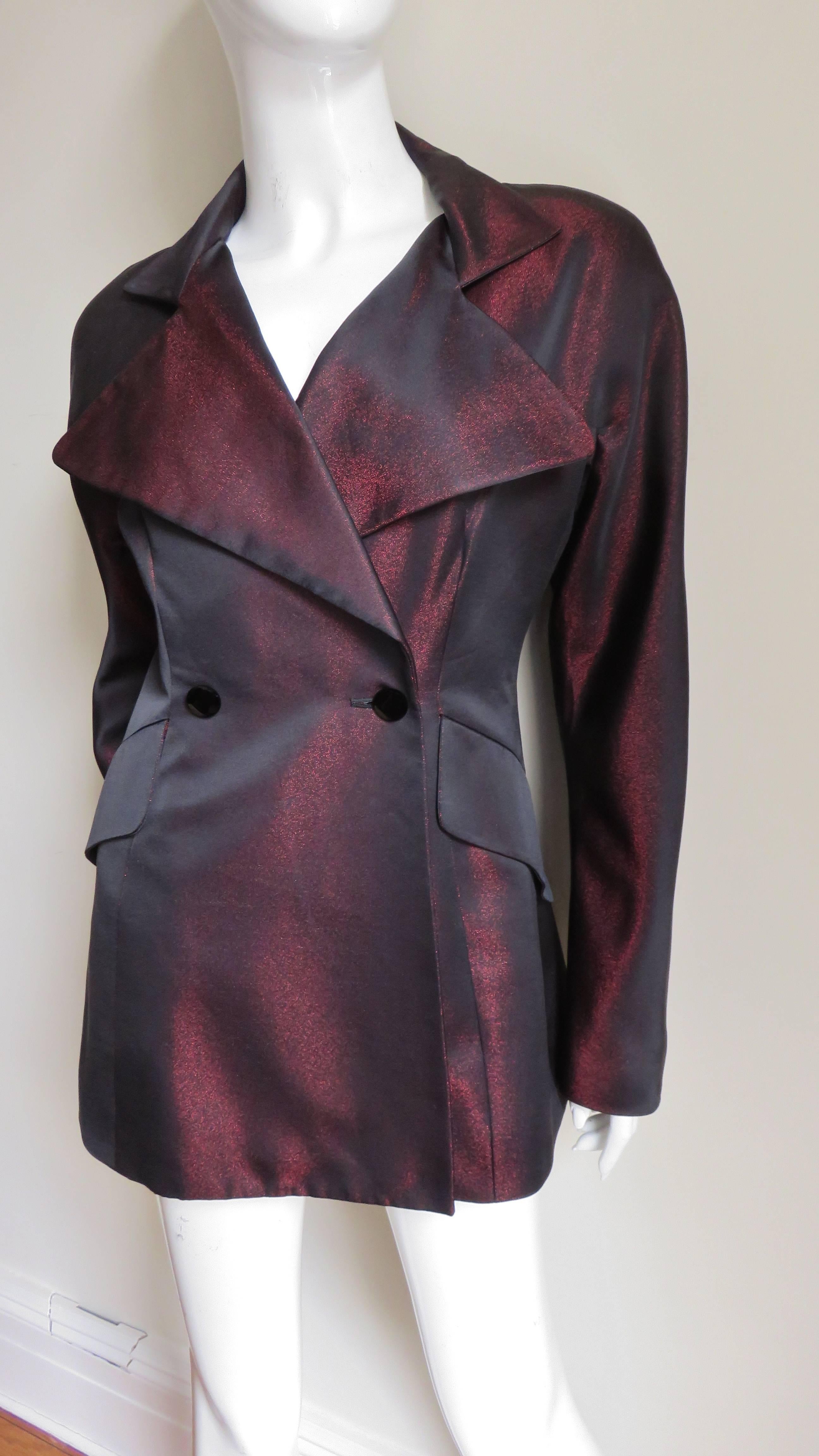 Claude Montana Iridescent Silk Jacket  In Excellent Condition For Sale In Water Mill, NY