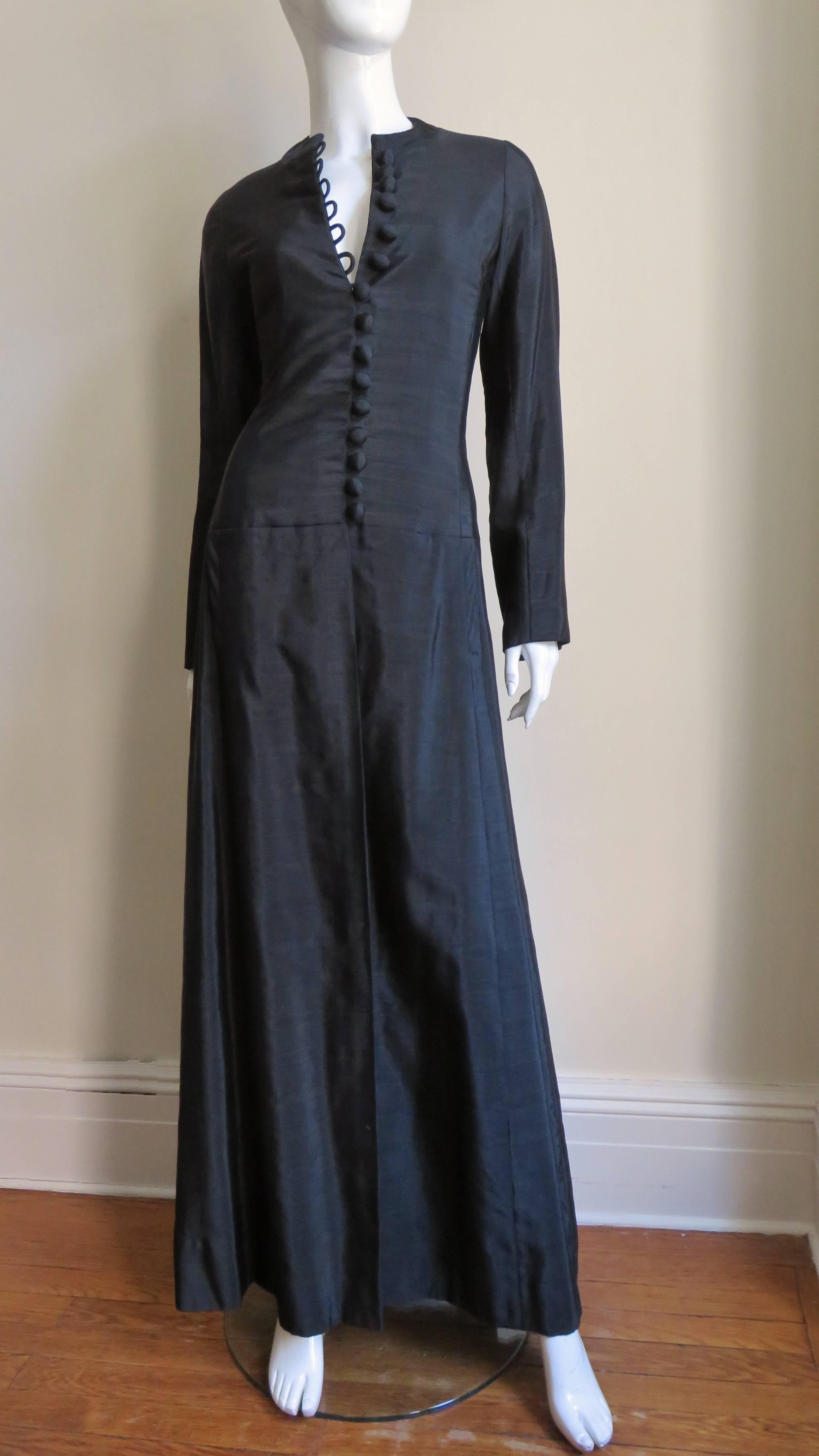 Black  1940s Moire Opera Coat For Sale