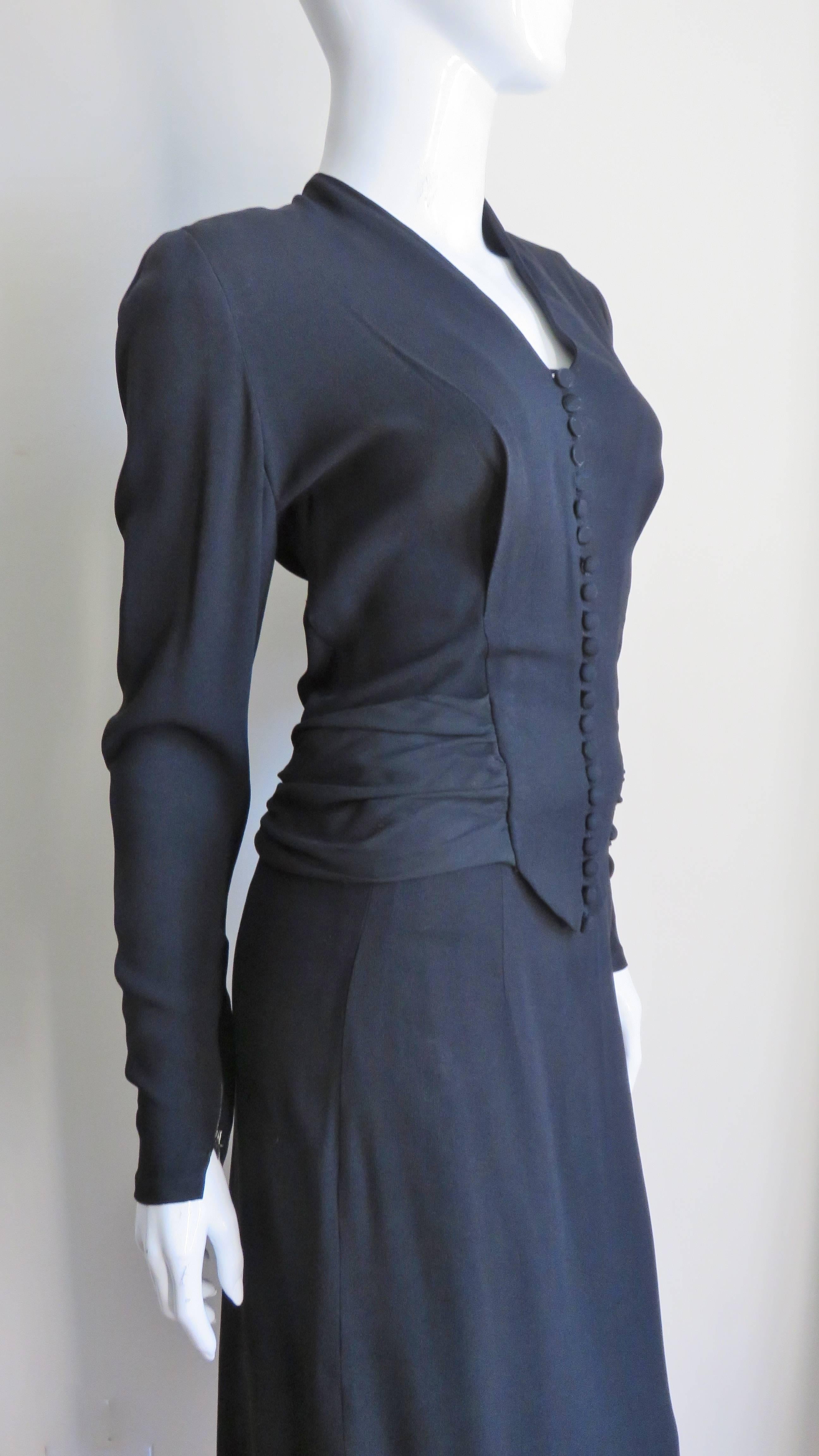 Edna Vilm Top with Waterfall Back and Skirt 1940s In Good Condition For Sale In Water Mill, NY