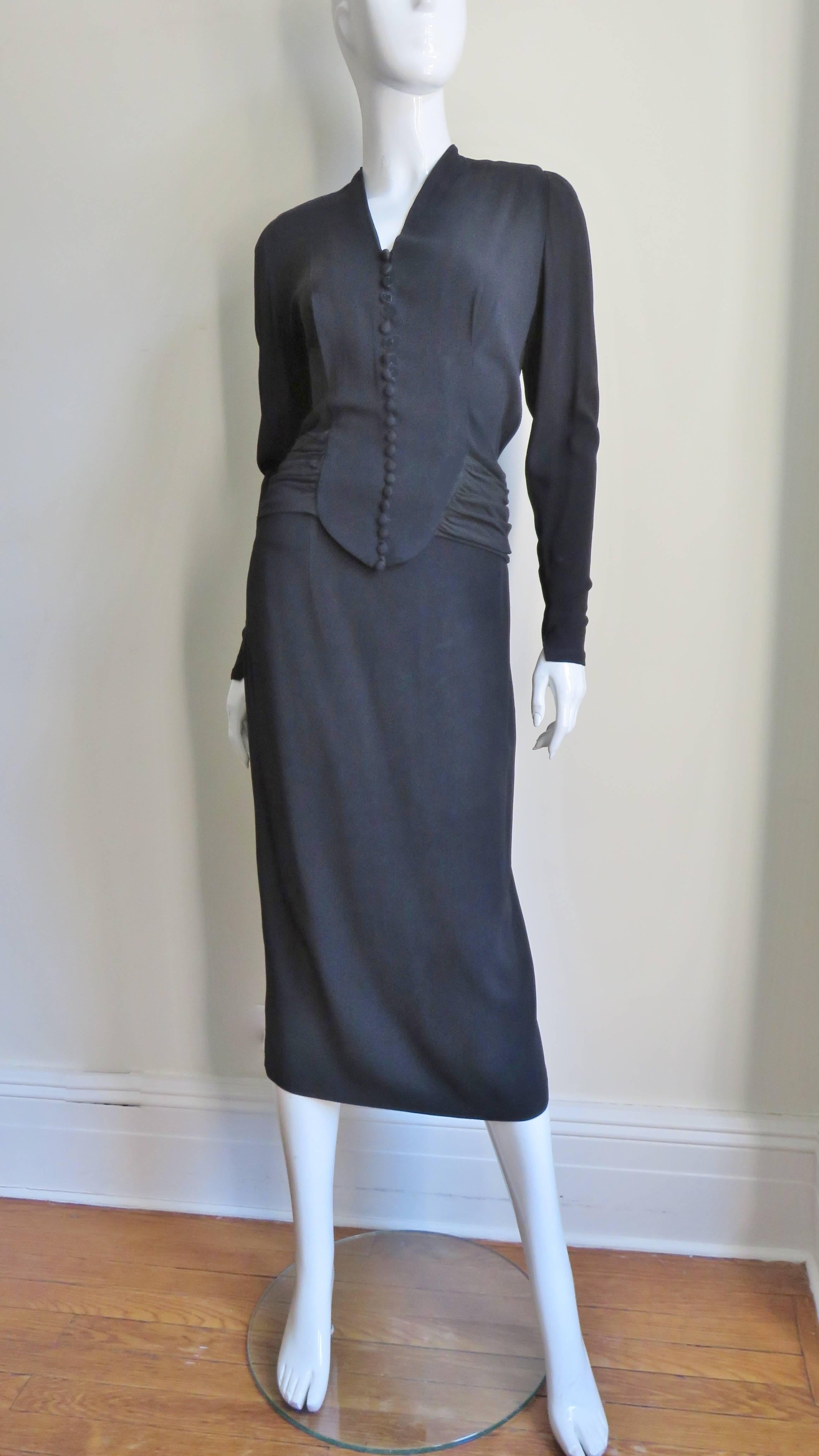 Edna Vilm Top with Waterfall Back and Skirt 1940s For Sale 2