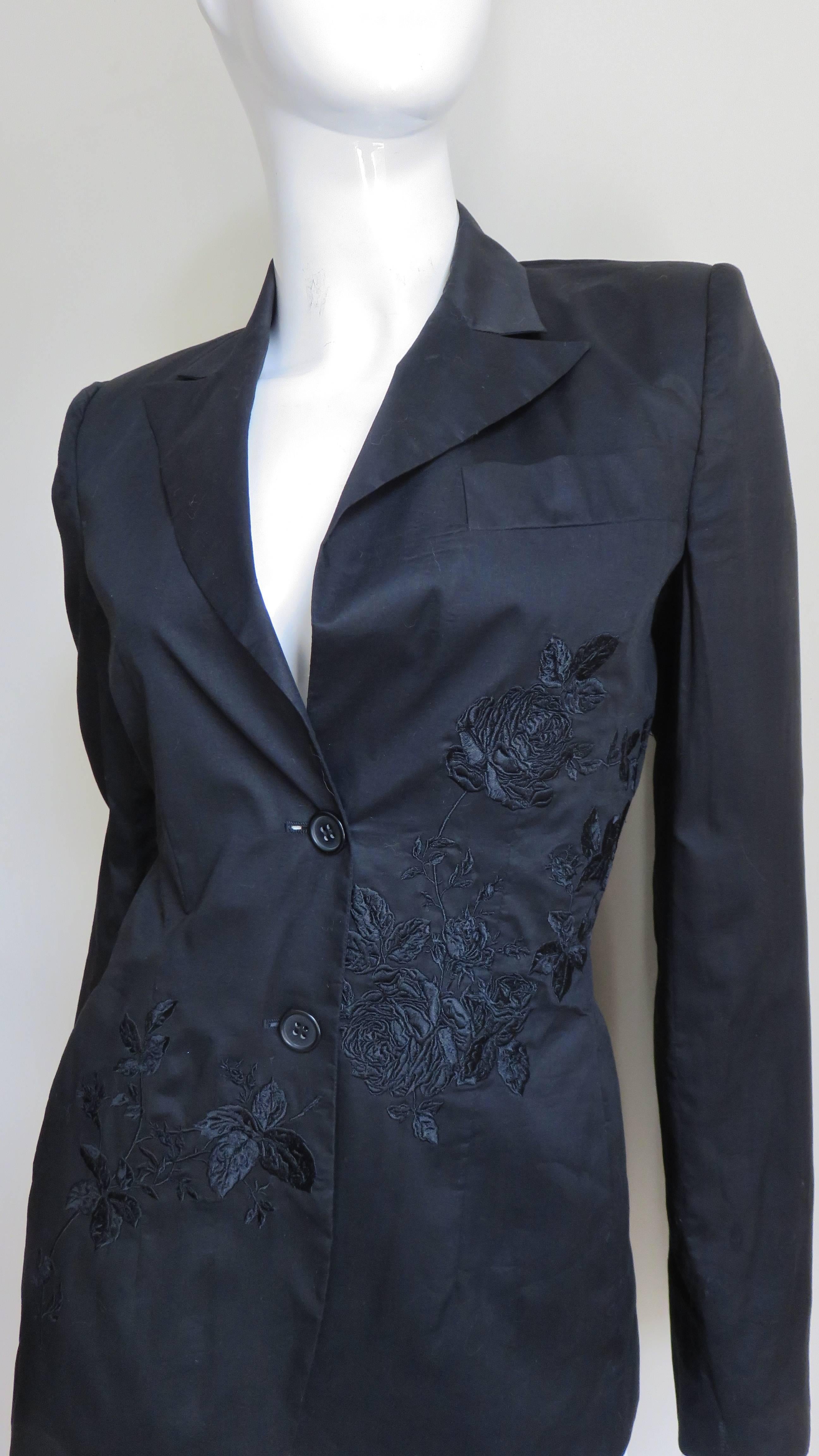 2002 Alexander McQueen Embroidered 3 Pc Black Skirt Suit and White Skirt 1