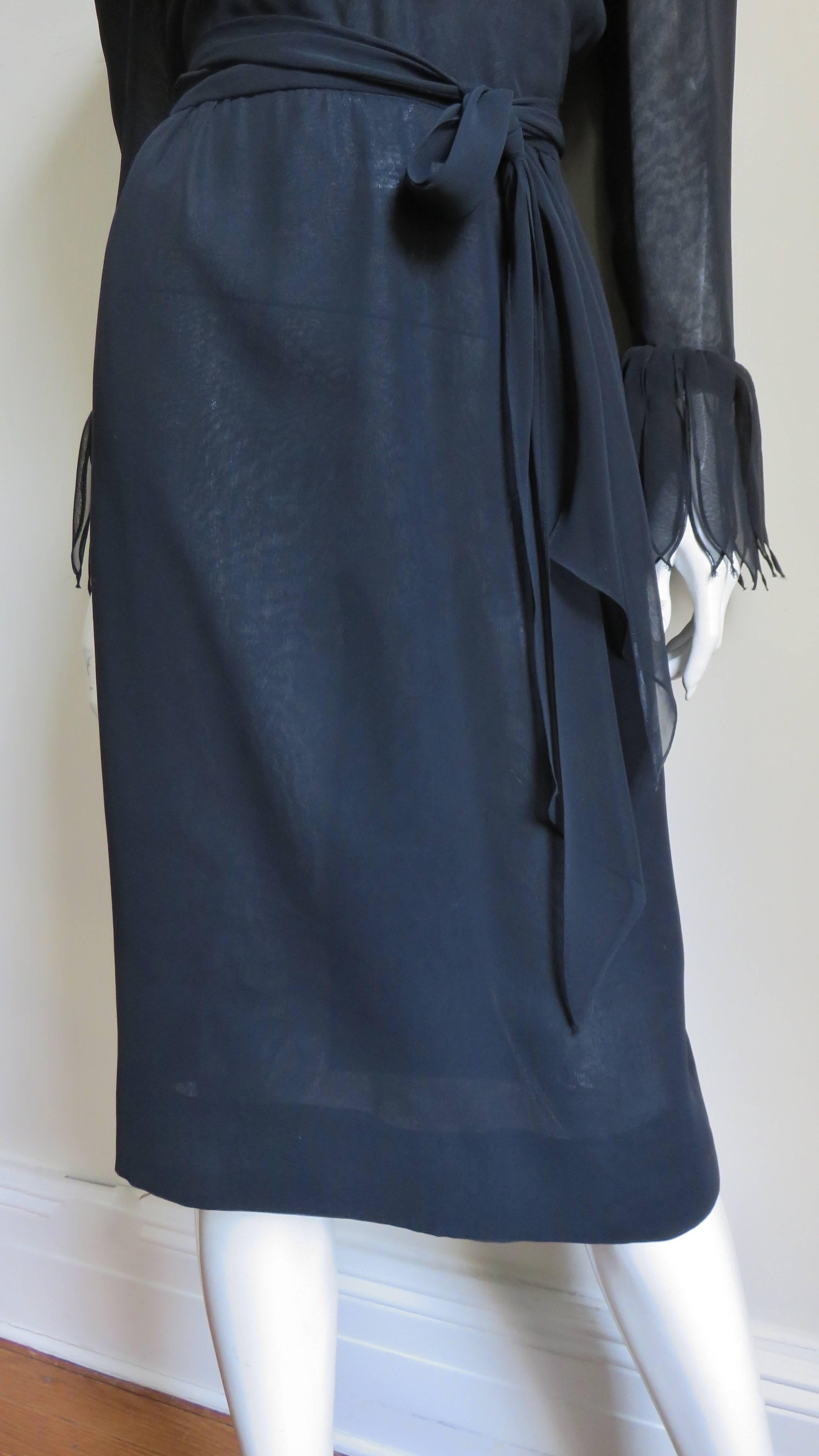 Women's Travilla Silk Applique Trim Dress 1970s