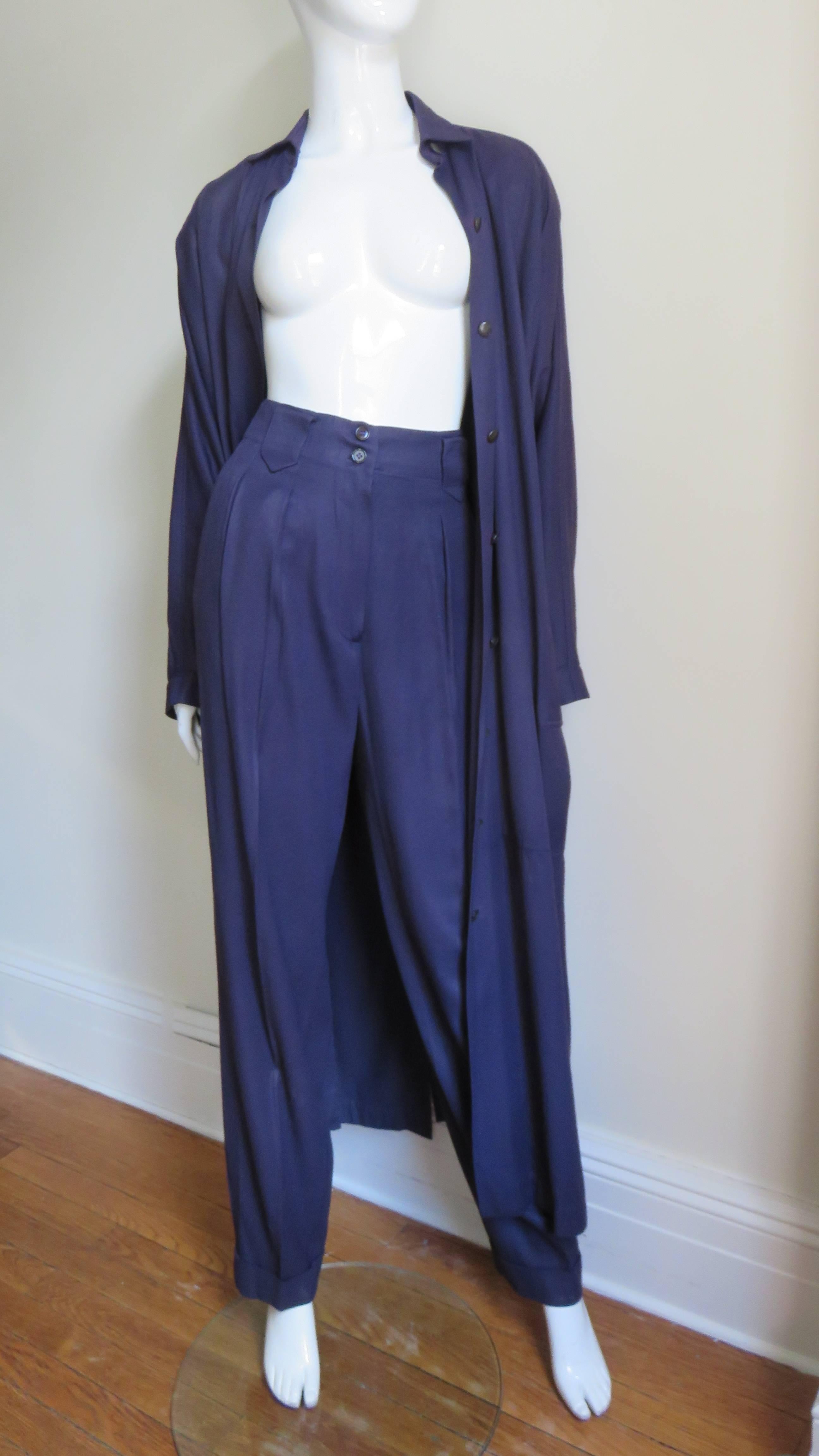 Violet Ensemble manteau et pantalon violet Alaia 1990 en vente