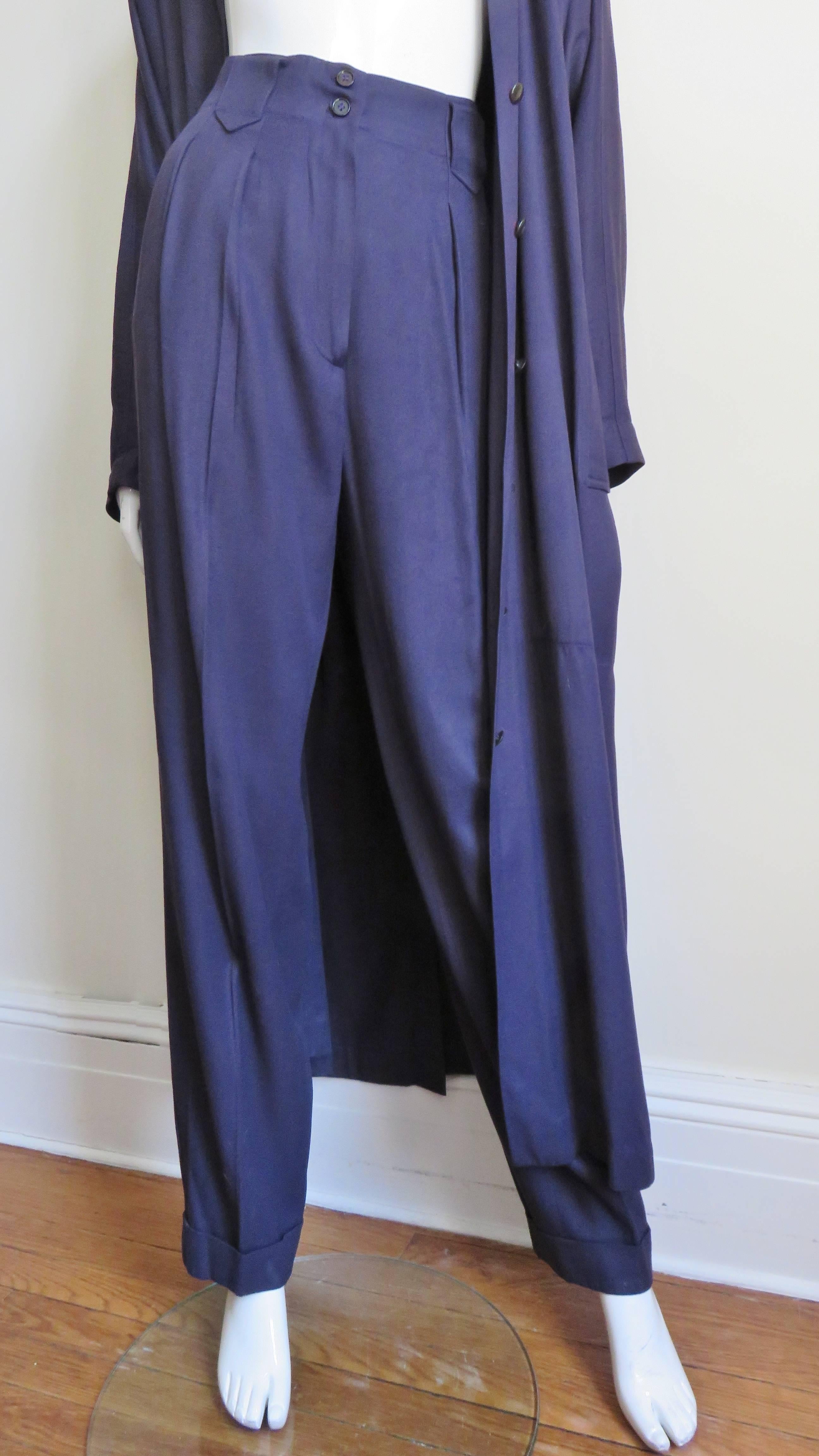 Women's Alaia Purple Coat and Pant Suit 1990s For Sale