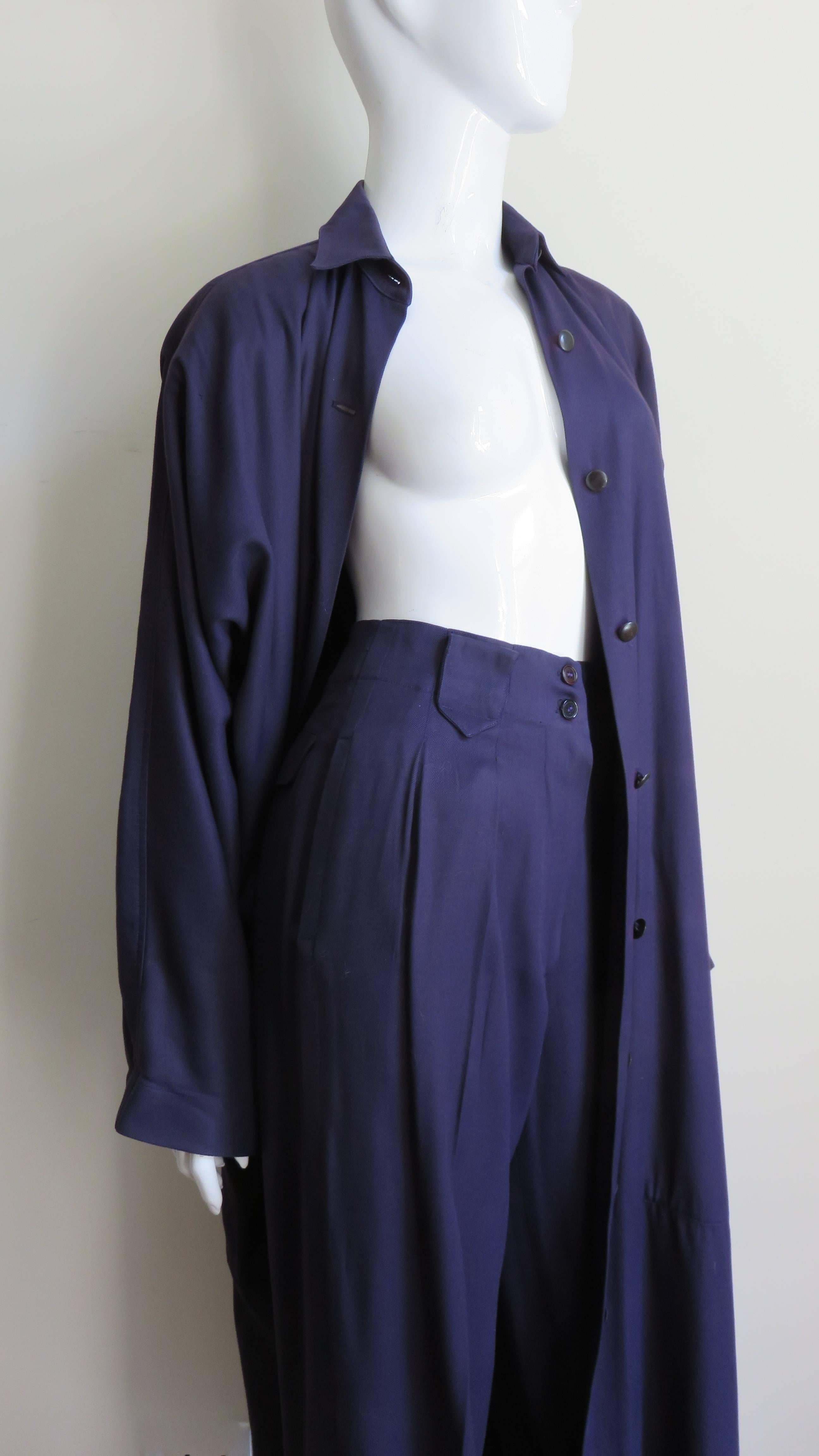 Alaia Purple Coat and Pant Suit 1990s In Good Condition For Sale In Water Mill, NY