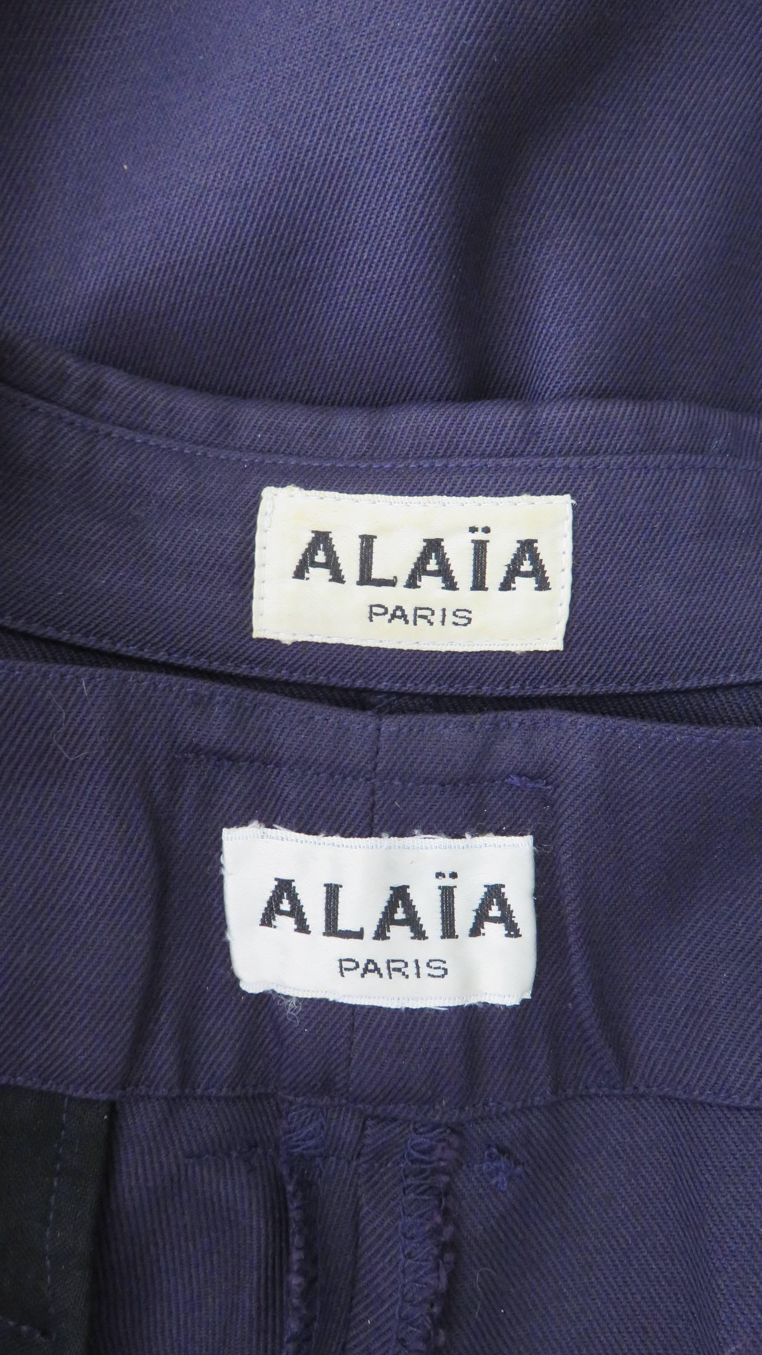 Alaia Purple Coat and Pant Suit 1990s For Sale 6