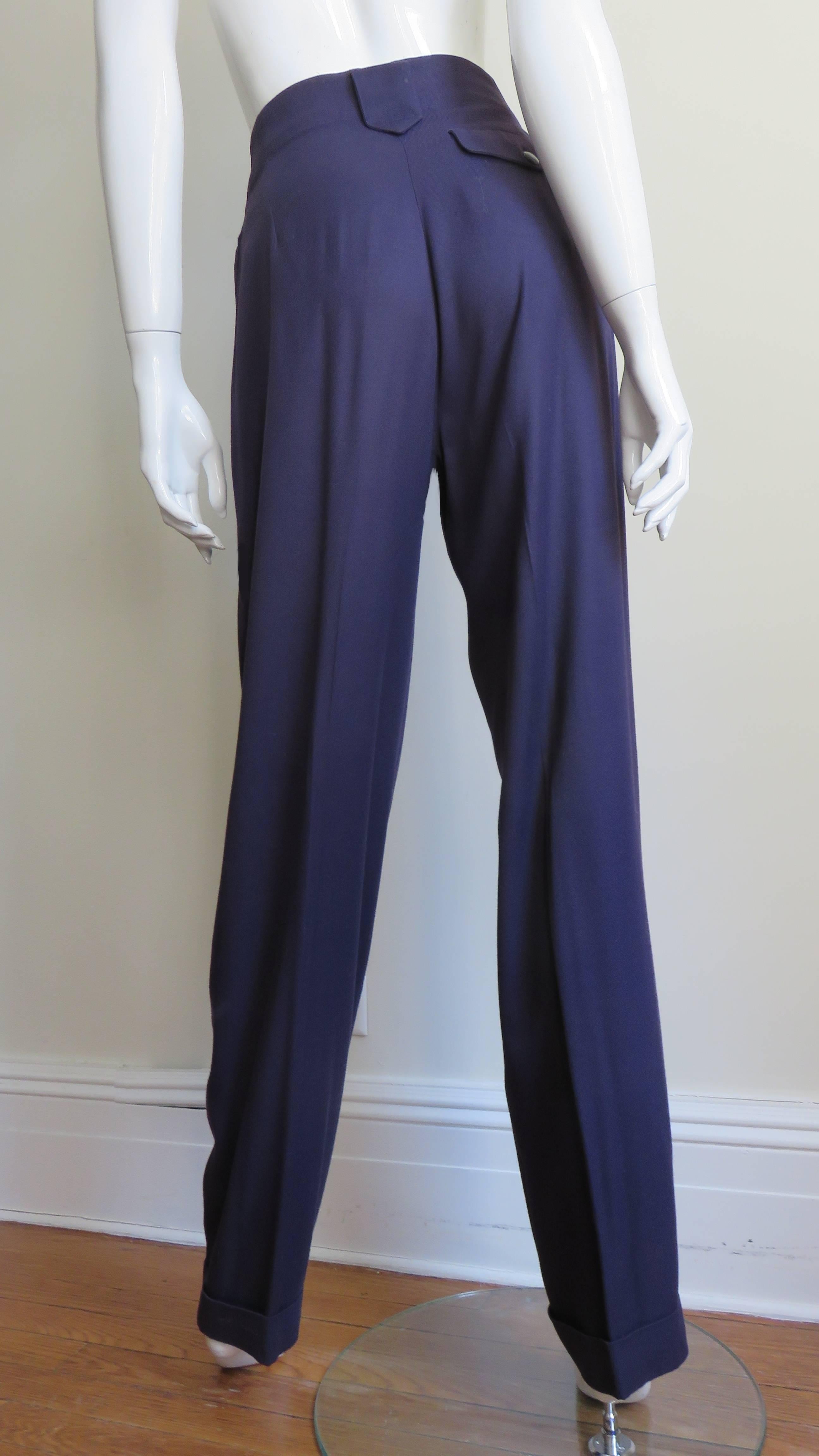 Alaia Purple Coat and Pant Suit 1990s For Sale 4