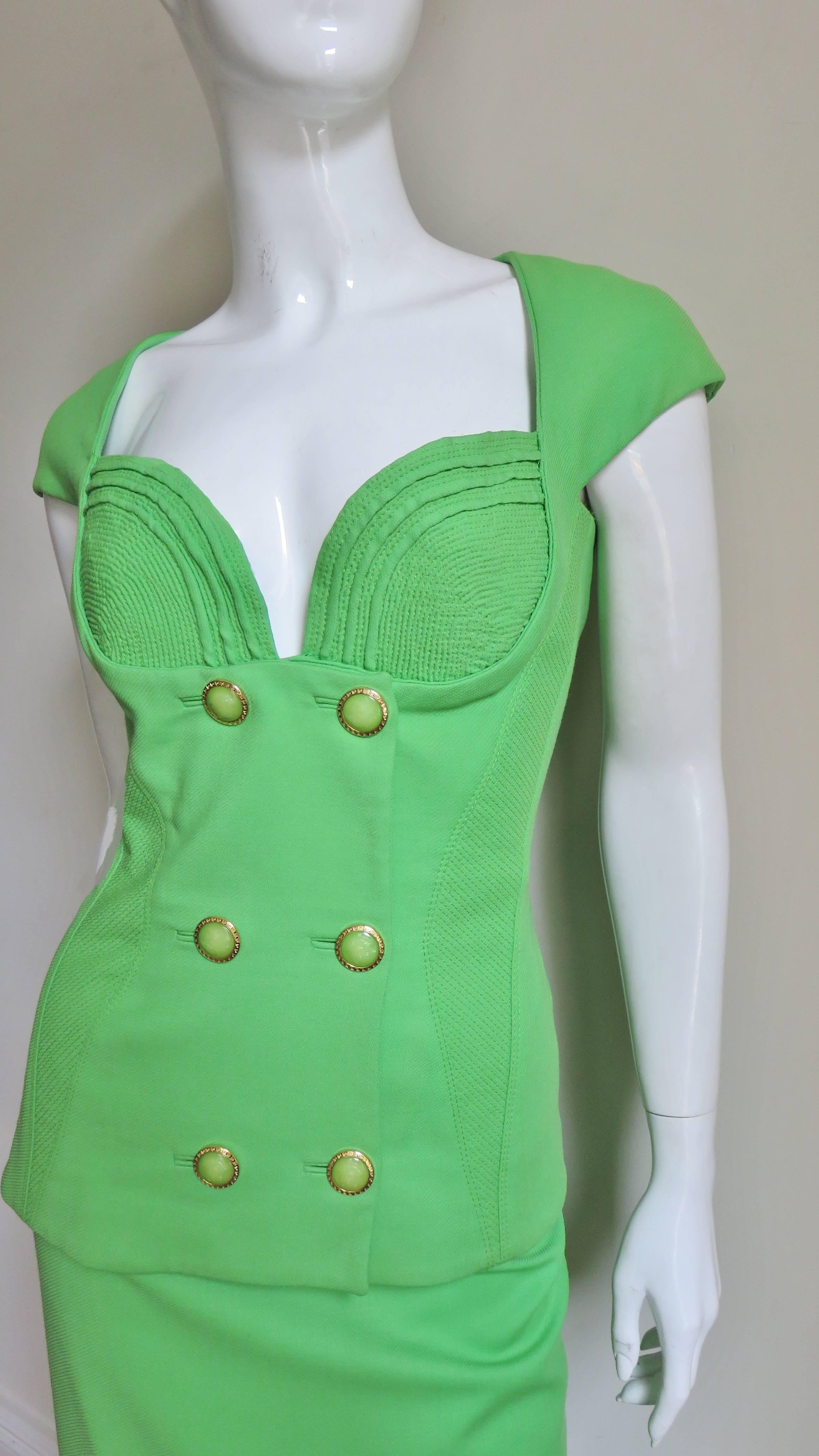 Green 1990s Gianni Versace Jacket & Skirt