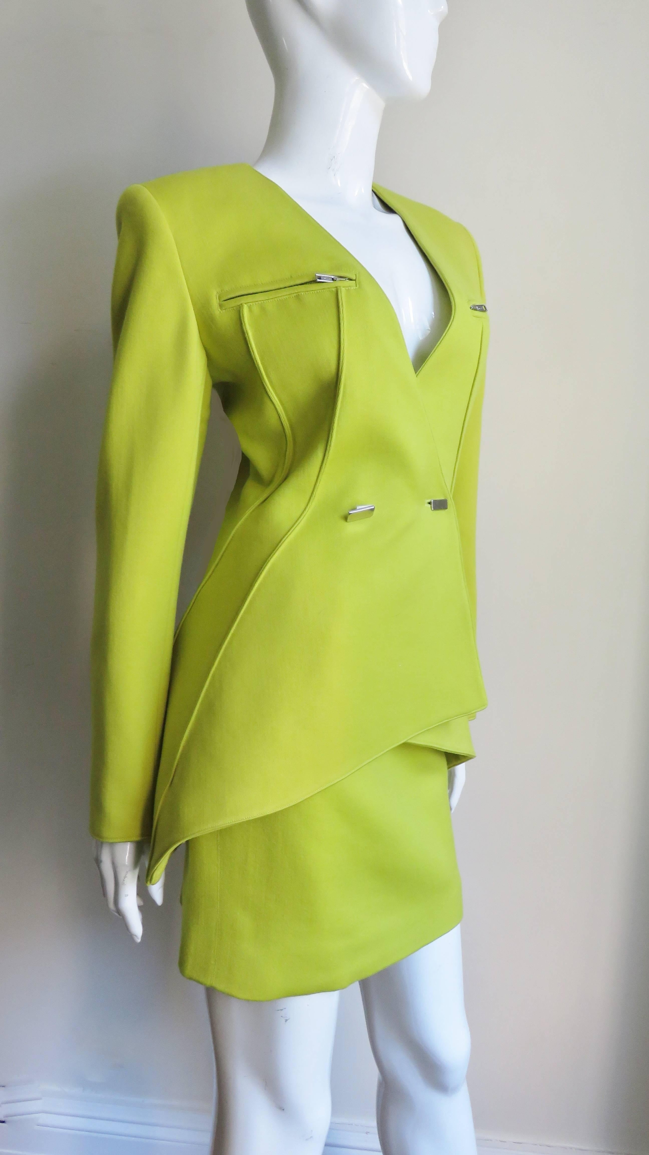 Women's Claude Montana New Neon Futuristic Skirt Suit A/W 1991 For Sale