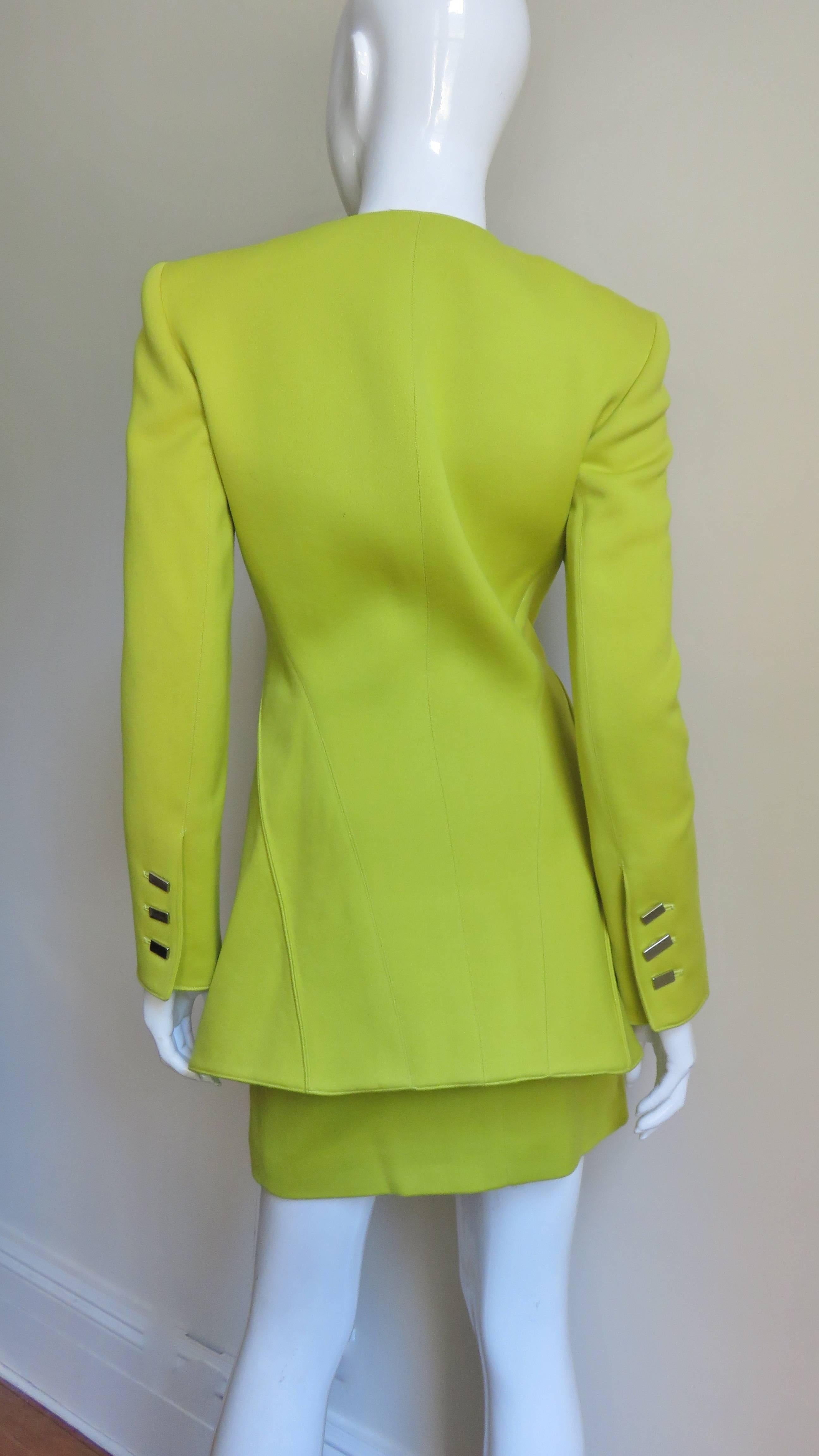  Claude Montana New Neon Futuristic Skirt Suit A/W 1991 For Sale 1