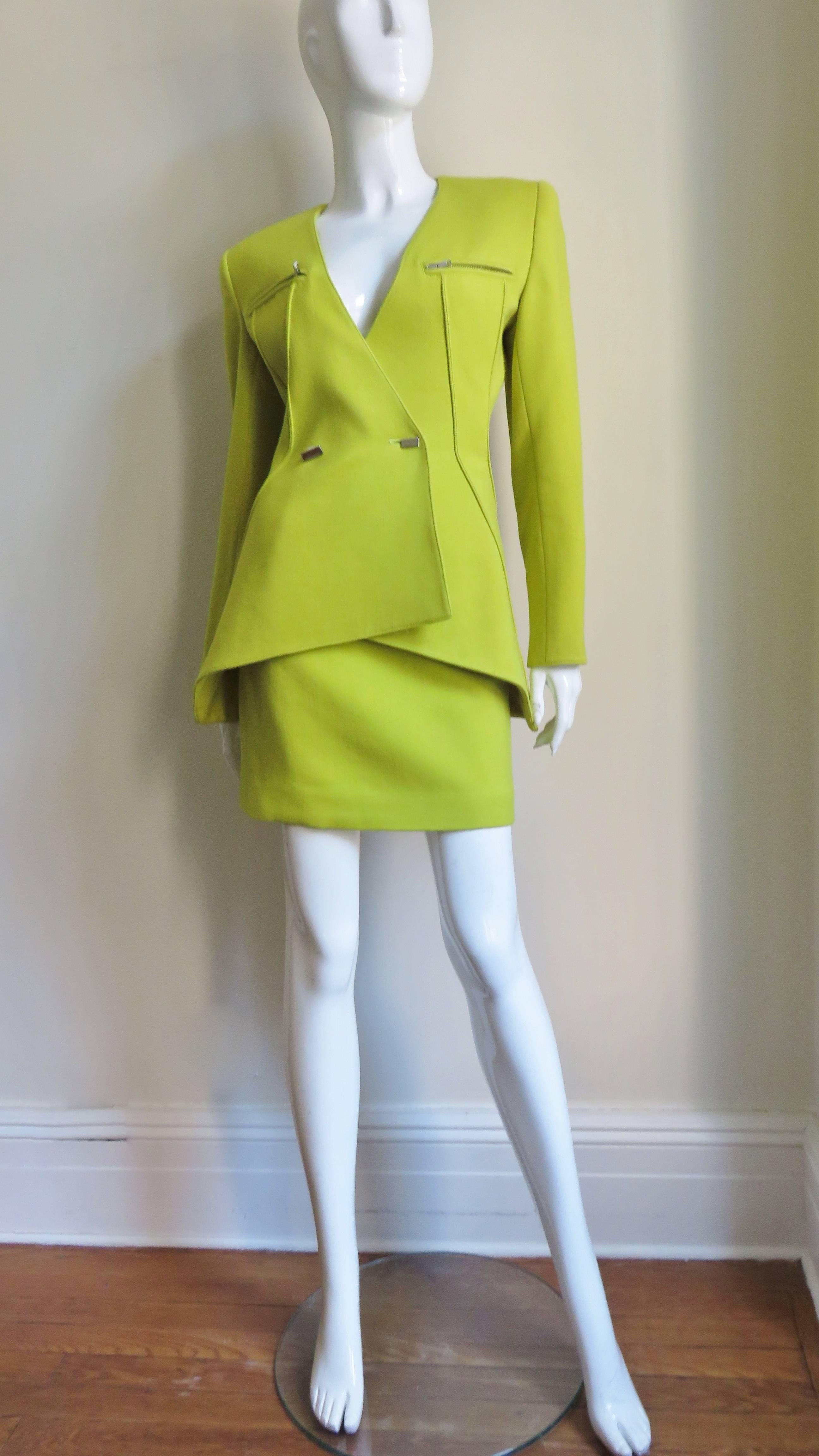  Claude Montana New Neon Futuristic Skirt Suit A/W 1991 In New Condition For Sale In Water Mill, NY