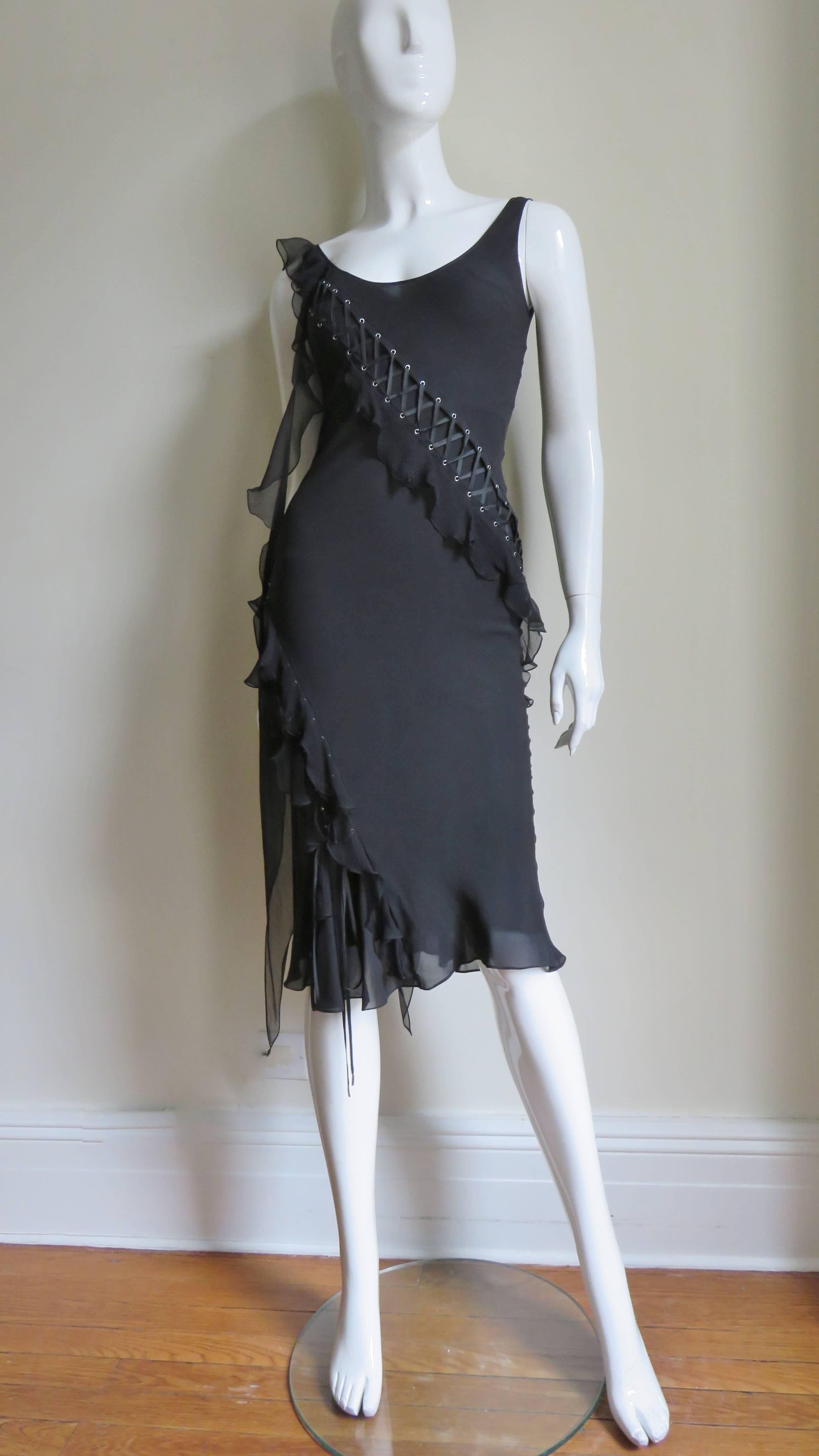 Women's John Galliano for Christian Dior Lace up Silk Dress For Sale