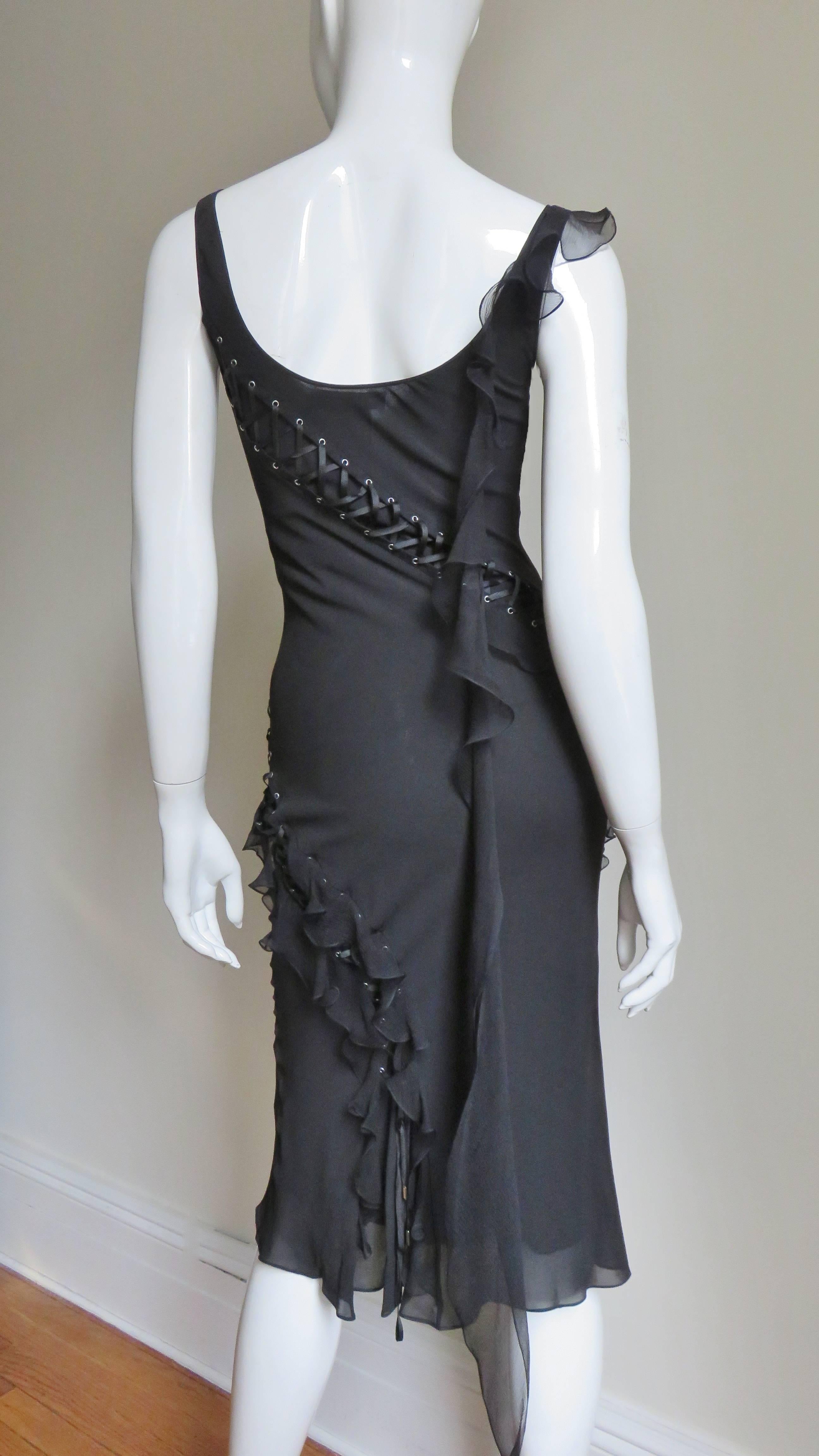 John Galliano for Christian Dior Lace up Silk Dress For Sale 3