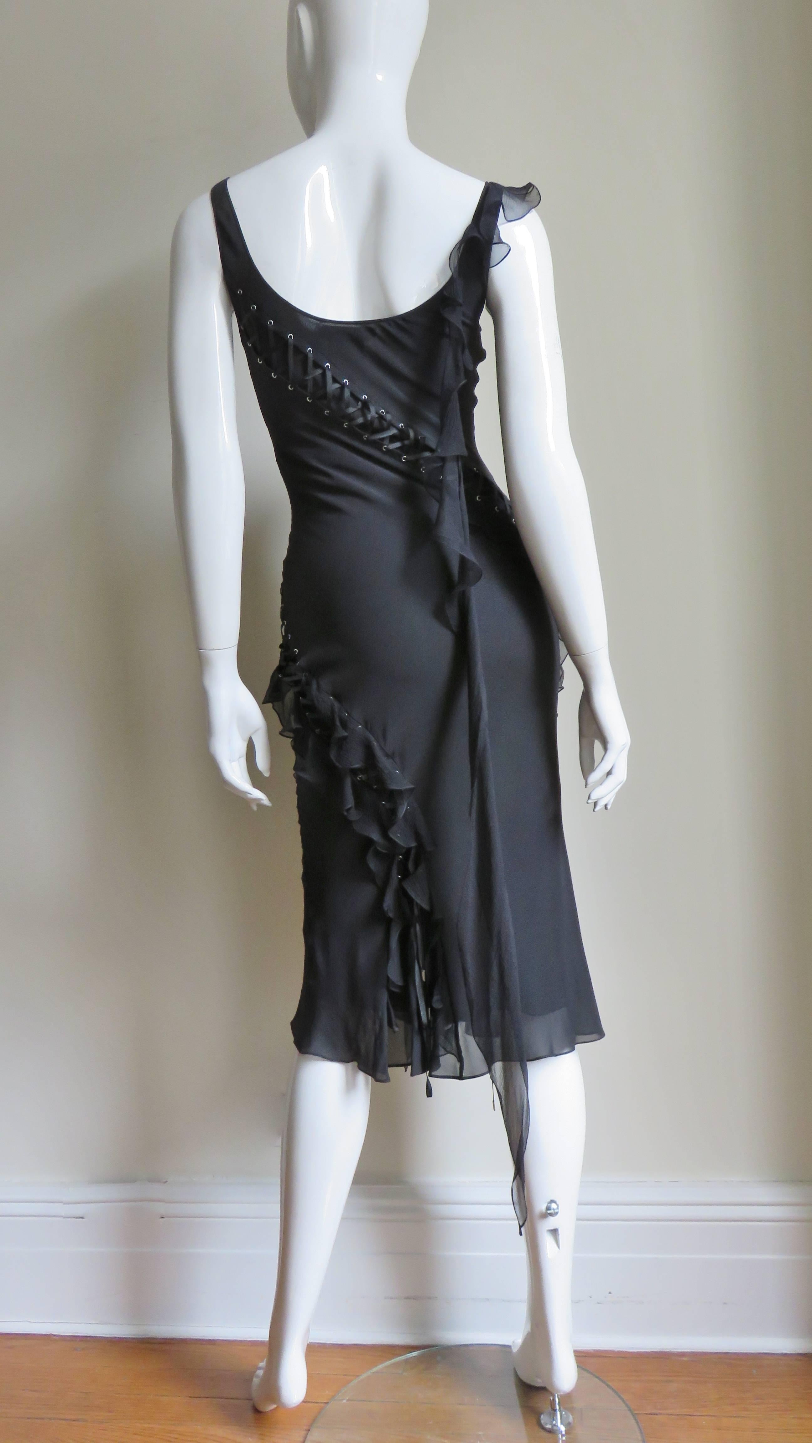John Galliano for Christian Dior Lace up Silk Dress For Sale 7