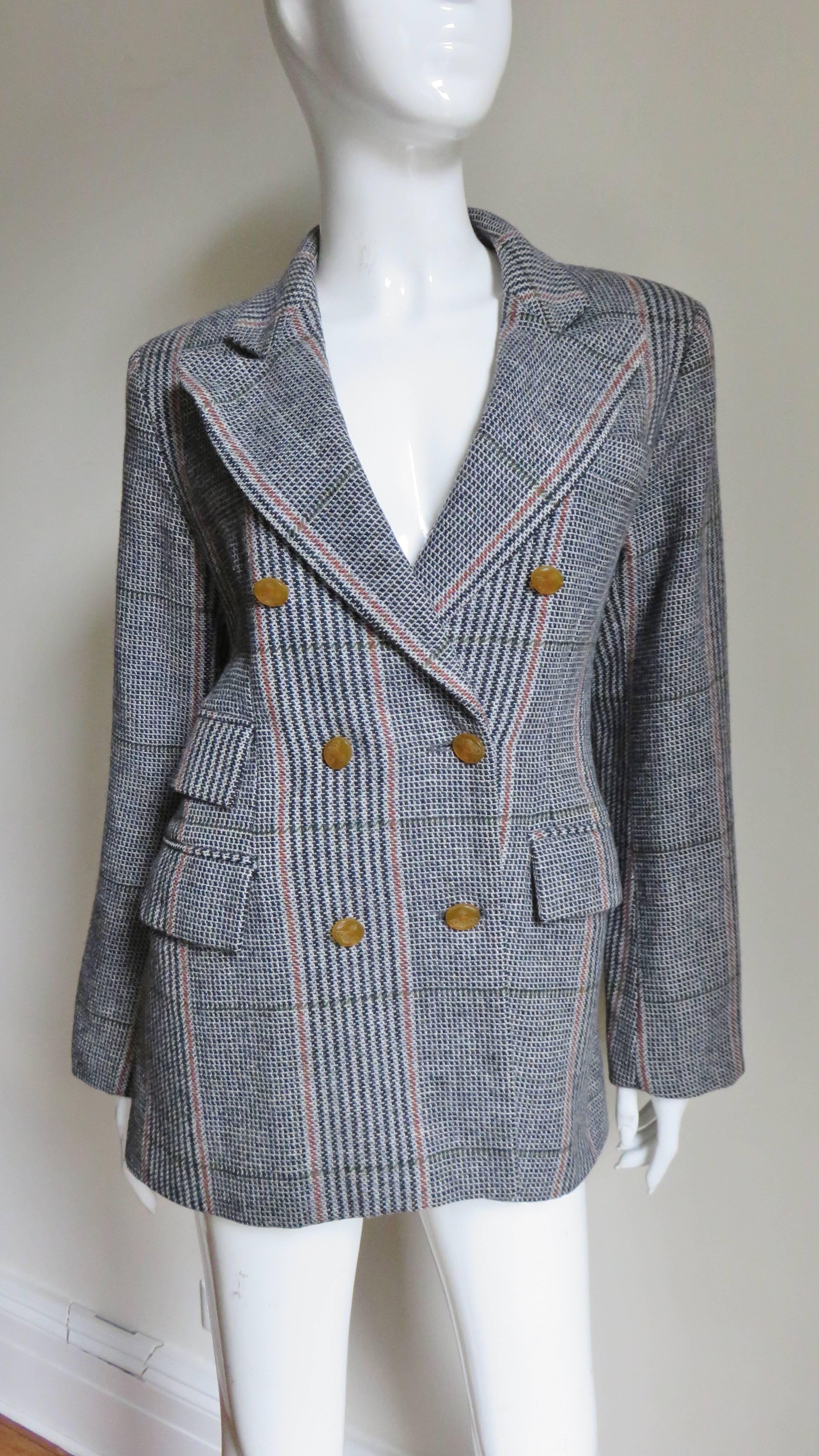 Gray  Vivienne Westwood Plaid Jacket 1990s For Sale