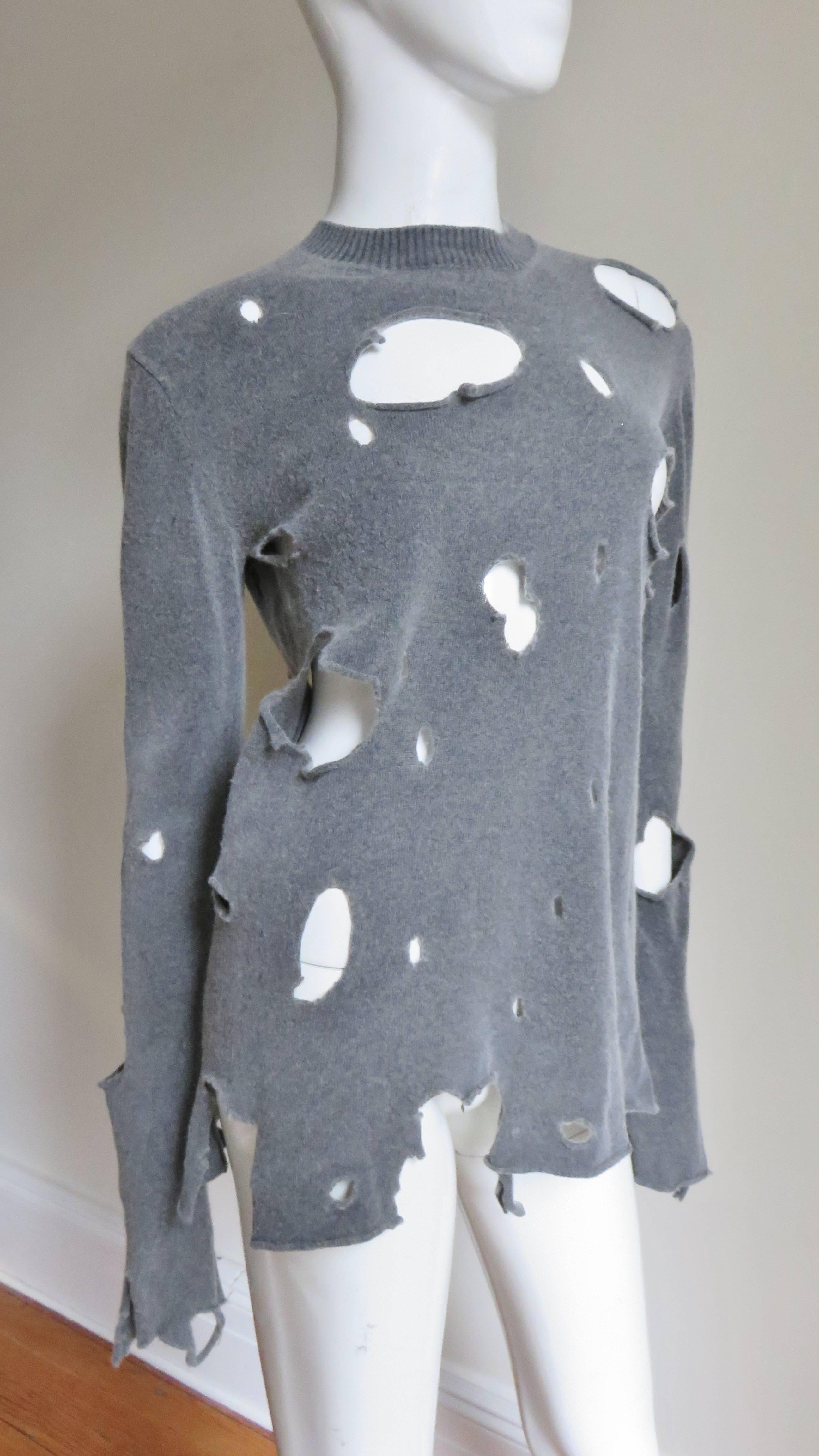 Gray Comme des Garcons Vintage Distressed Sweater