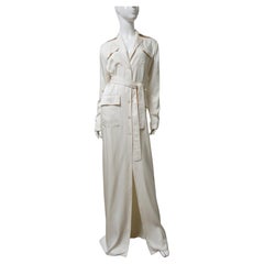 Gucci Off White Silk Shirtwaist Maxi Dress