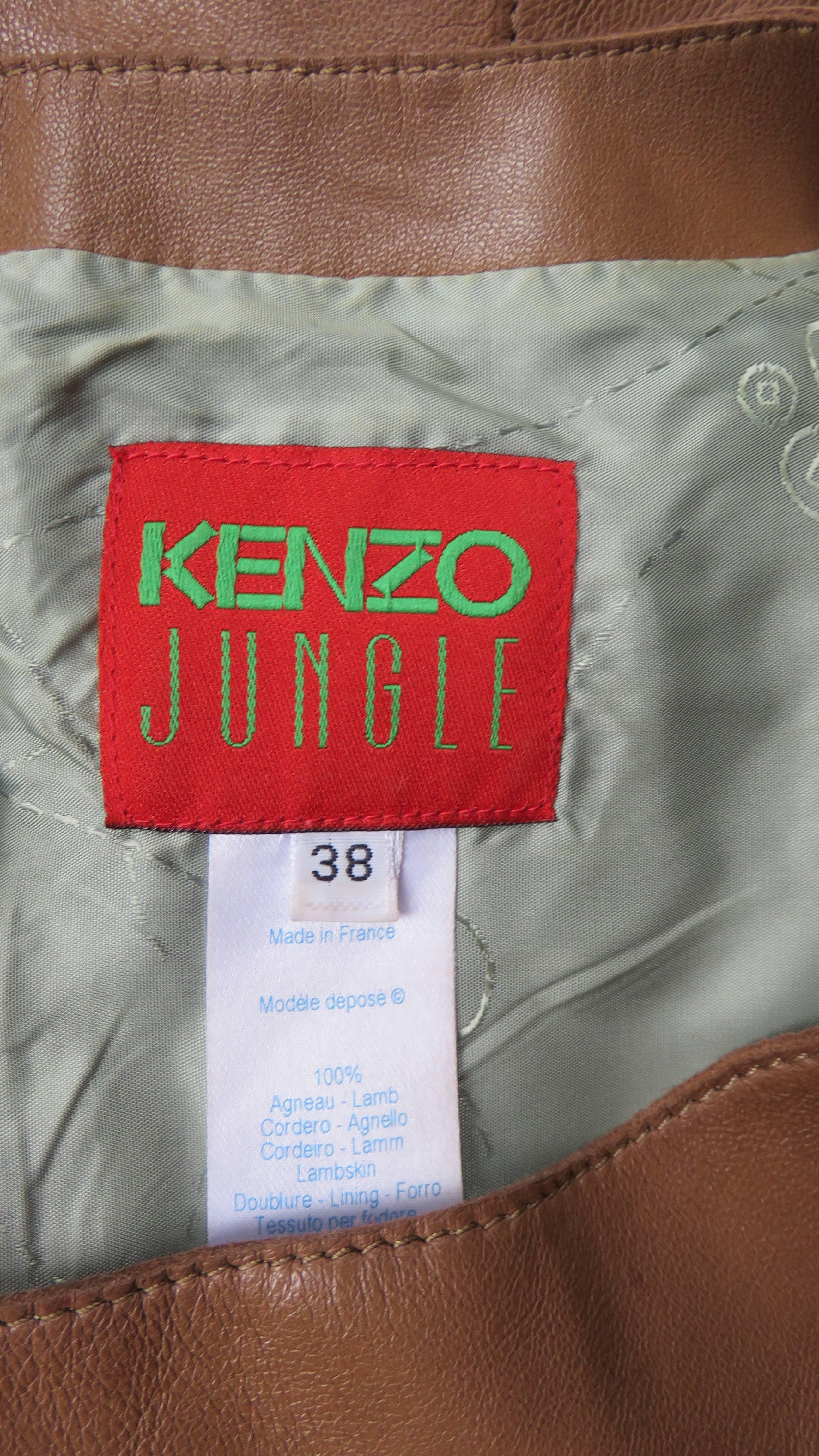 1990s Kenzo Leather Top With Wrap Belt and Cutout Back 5