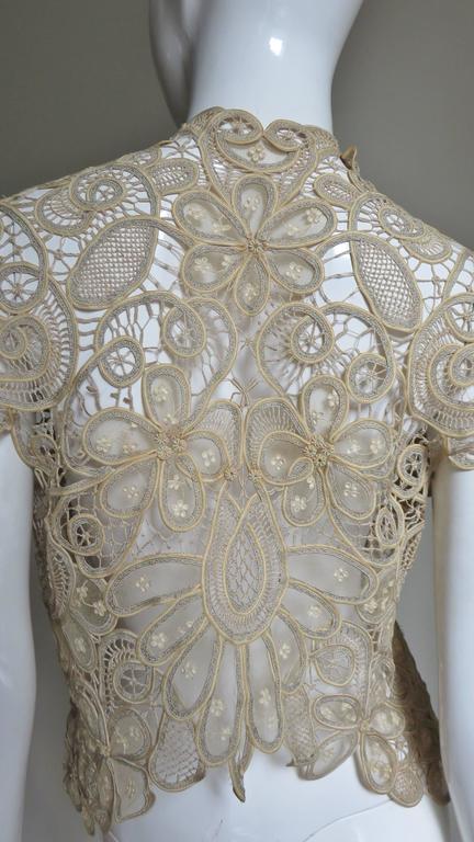 Silk Guipure Lace Exquisite 1930s Jacket For Sale at 1stDibs