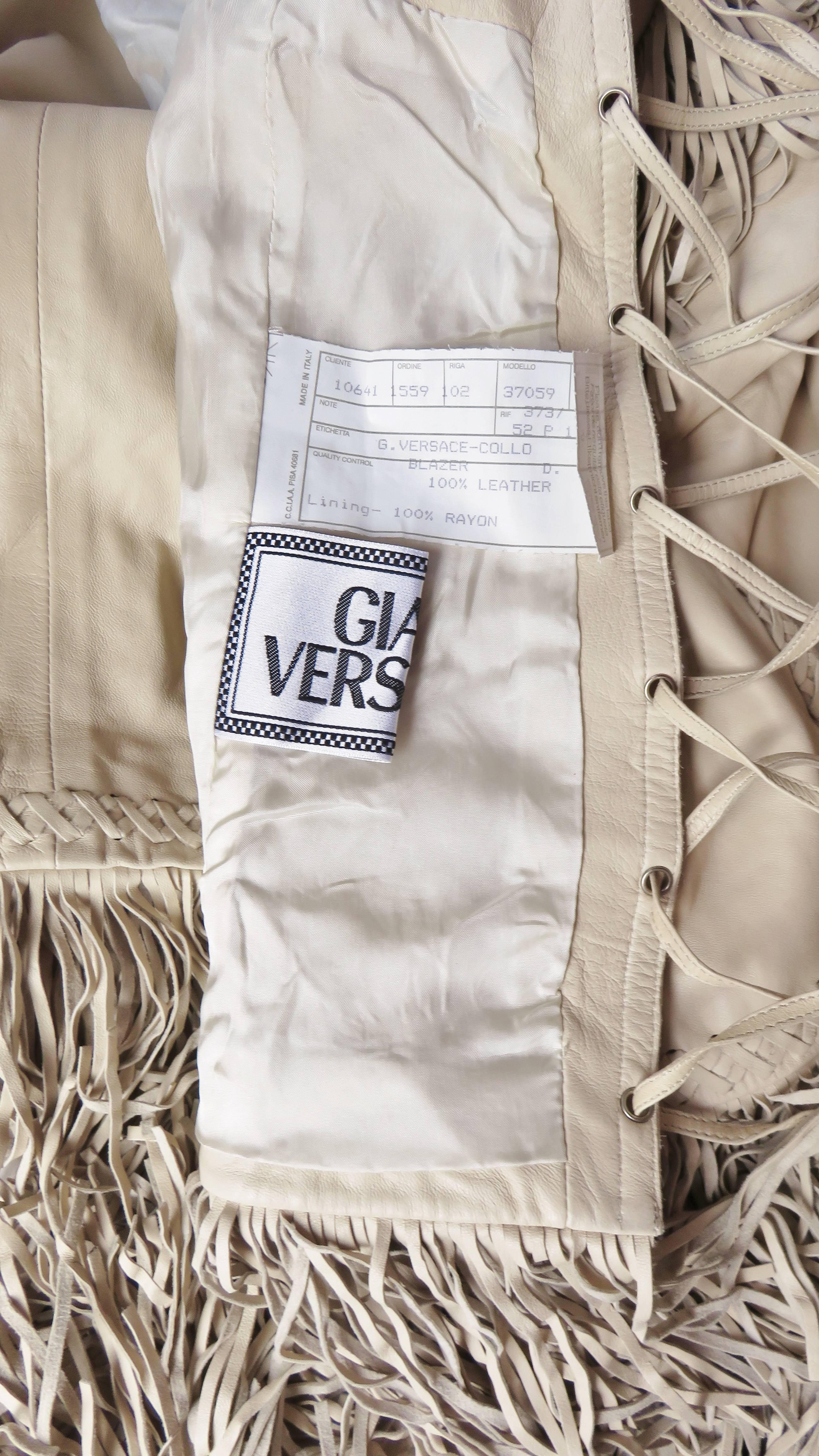 Gianni Versace Lace-up Back Fringe Leather Jacket  11