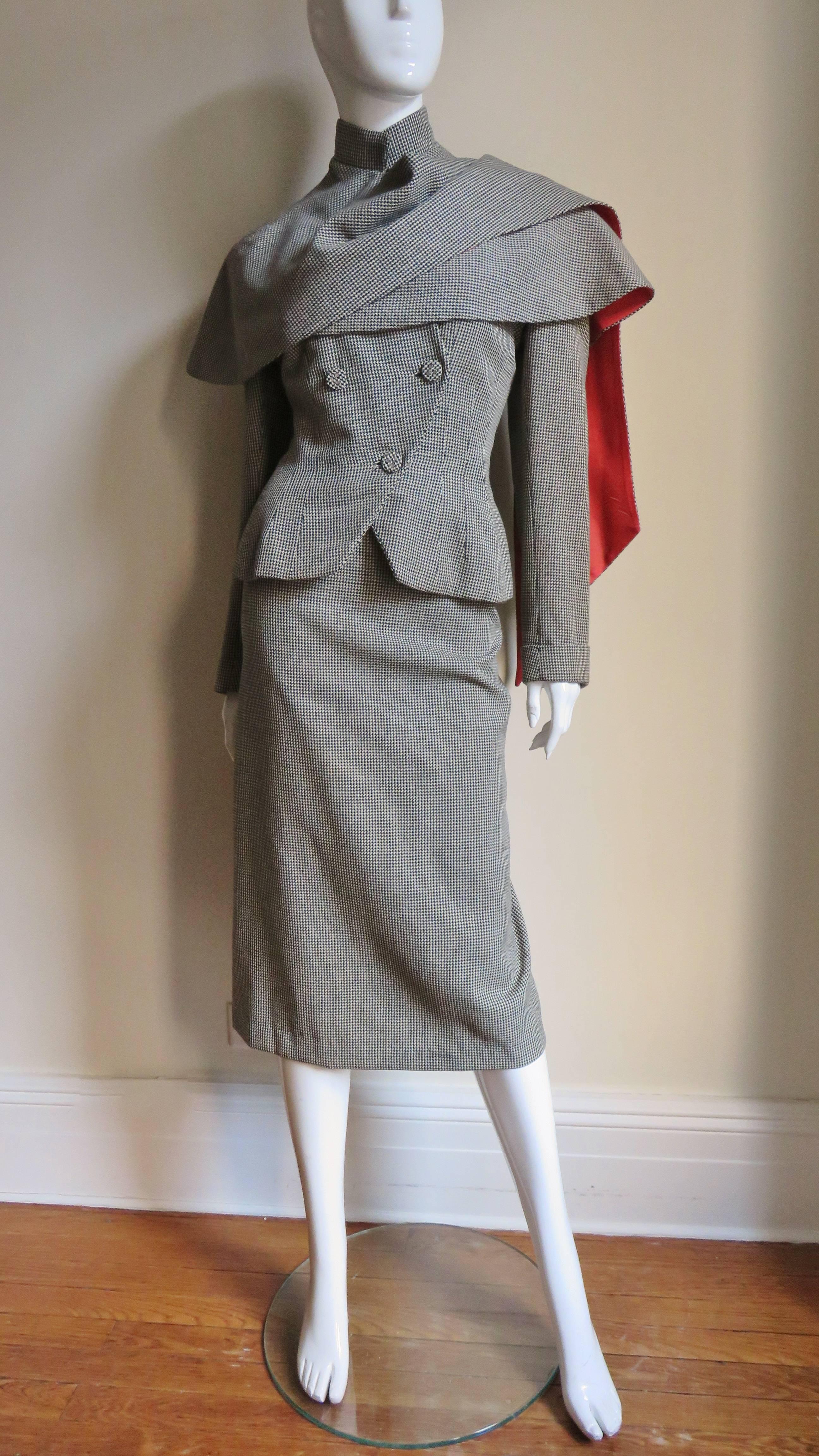 1950s Marion Wolf Skirt Suit with Cape 5