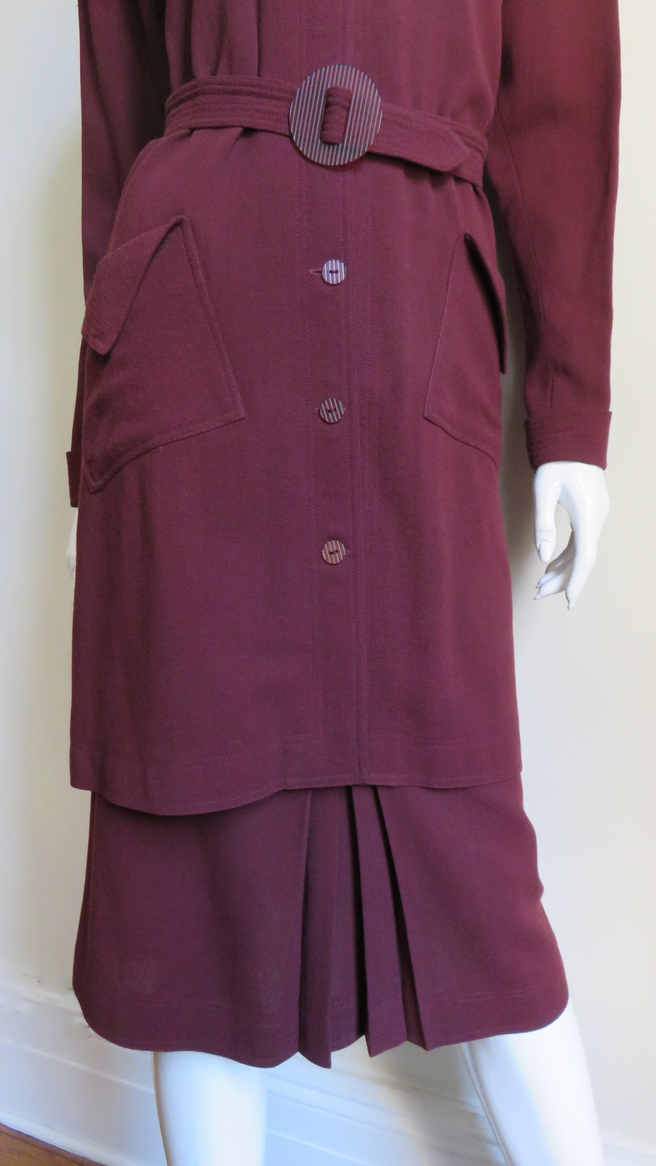 Women's 1970s Jean Muir Belted Skirt Suit