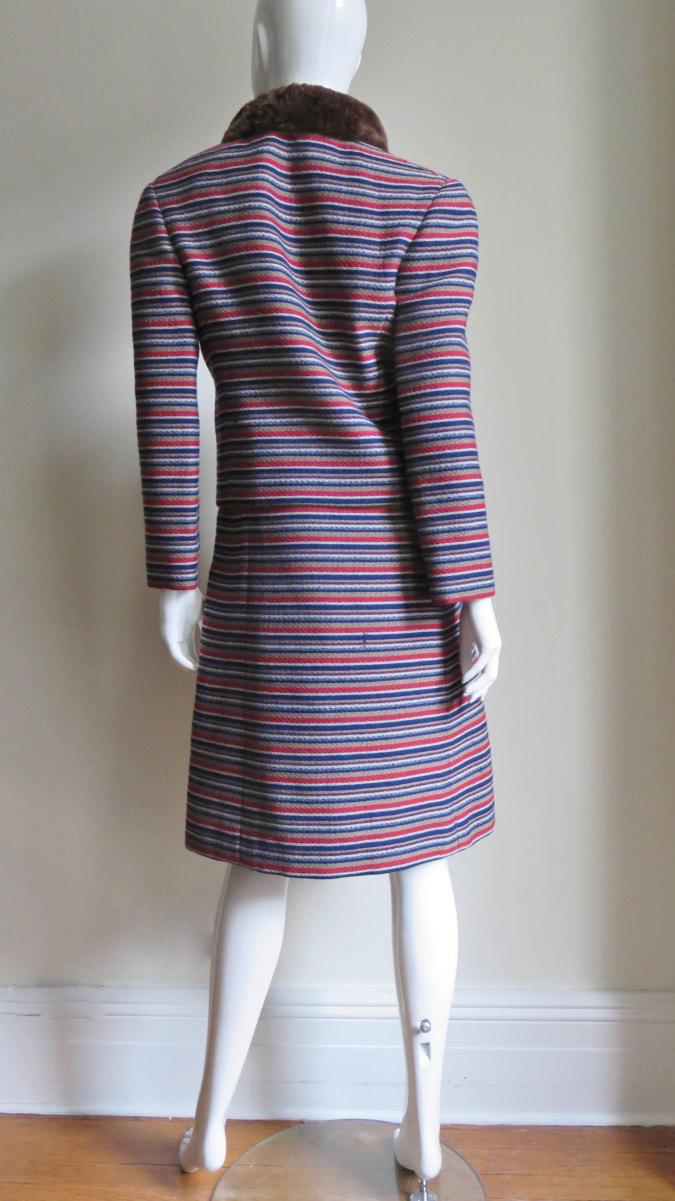 Nina Ricci 1960s Dress and Fur Trimmed Jacket For Sale 8
