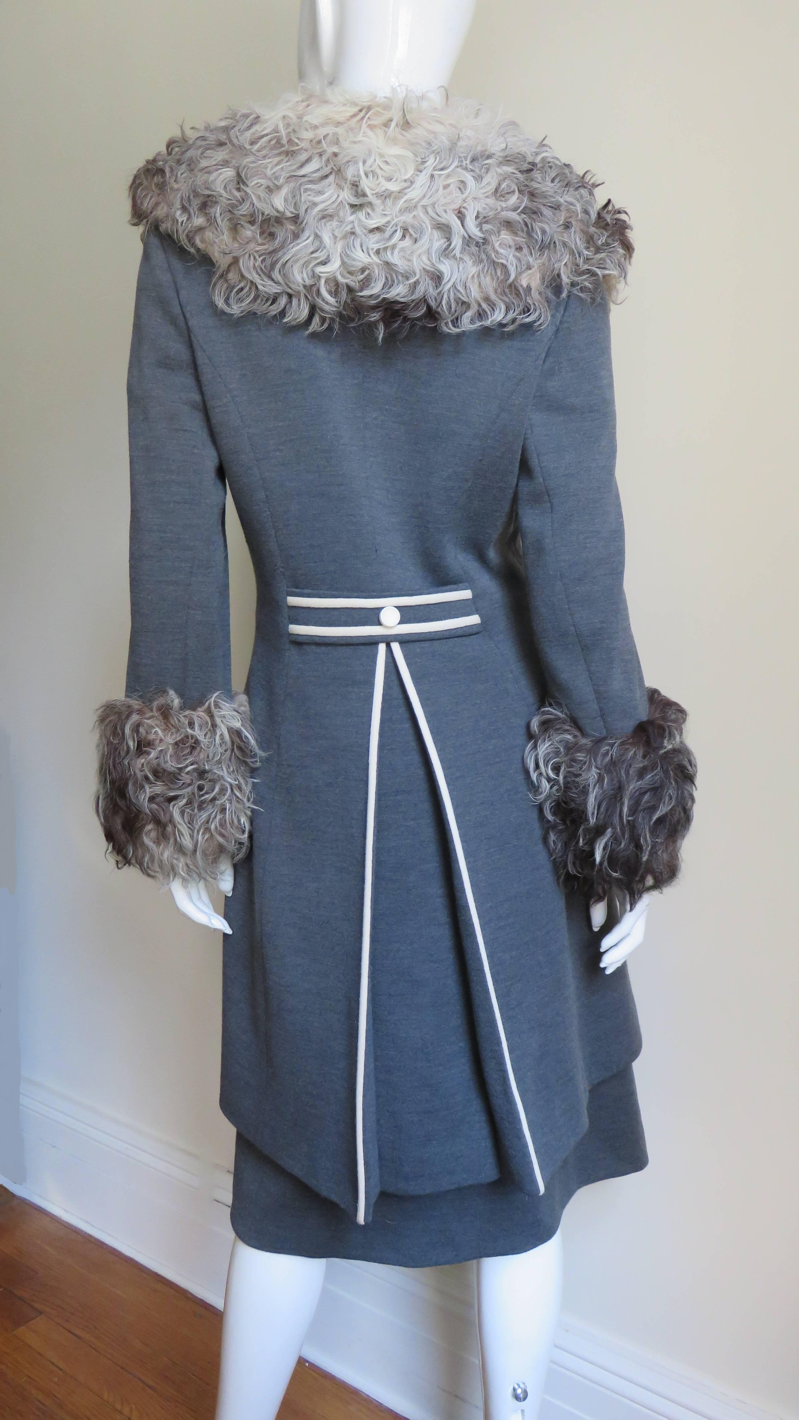 1960s Lilli Ann Mongolian Lamb Trimmed Coat and Dress 9