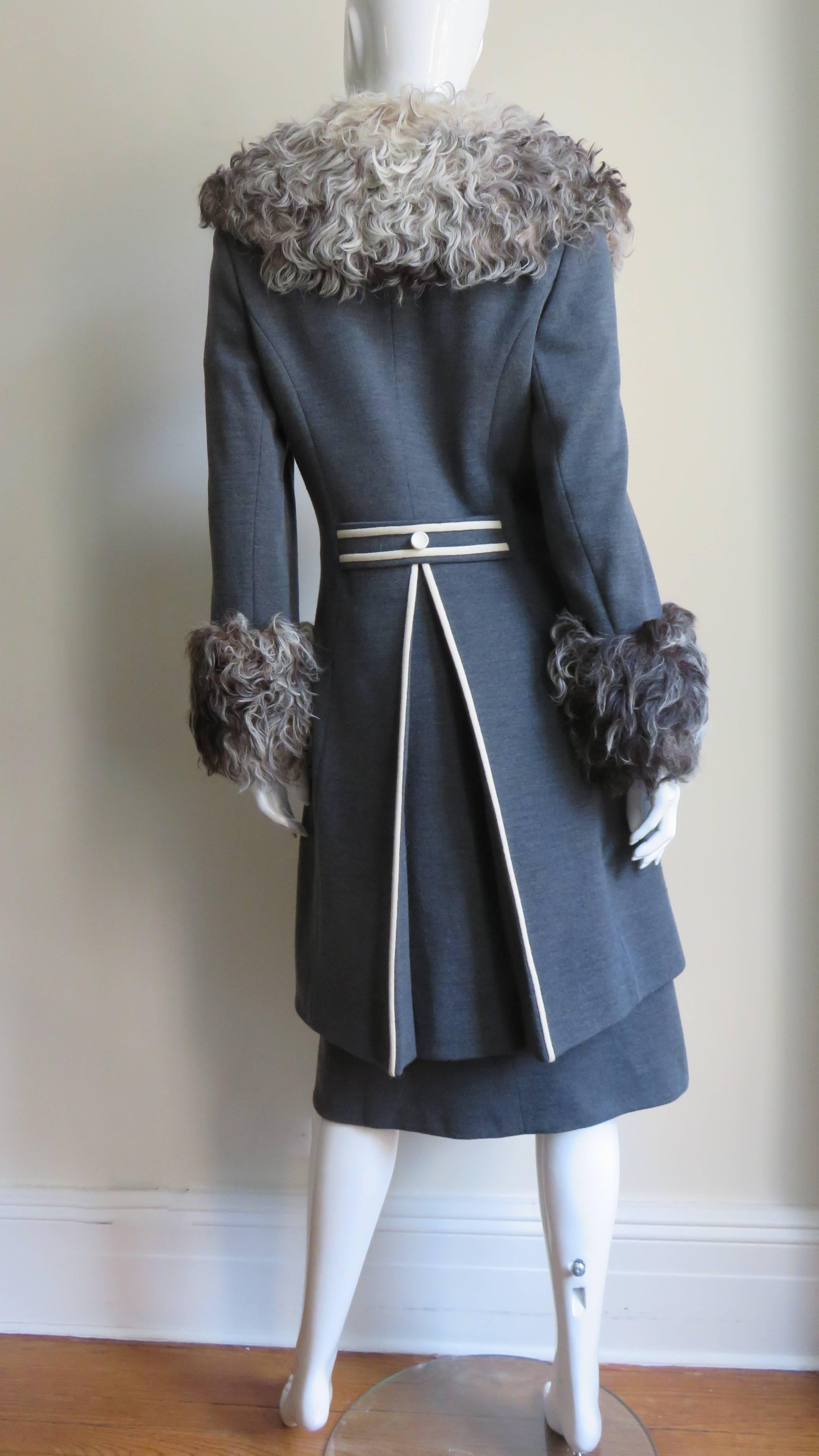 1960s Lilli Ann Mongolian Lamb Trimmed Coat and Dress 12