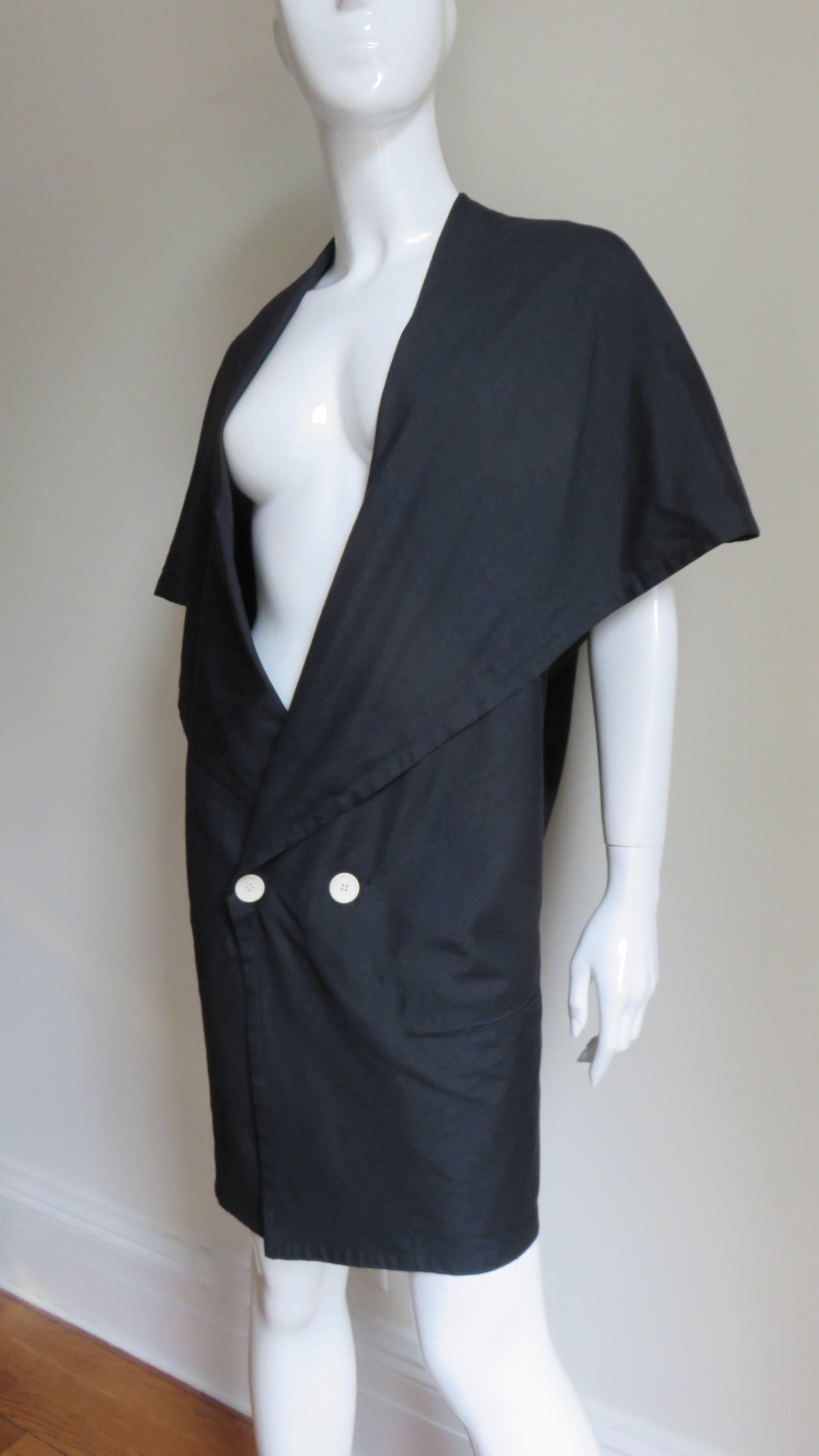 1980s Yohji Yamamoto Drape Back Silk Jacket In Good Condition In Water Mill, NY