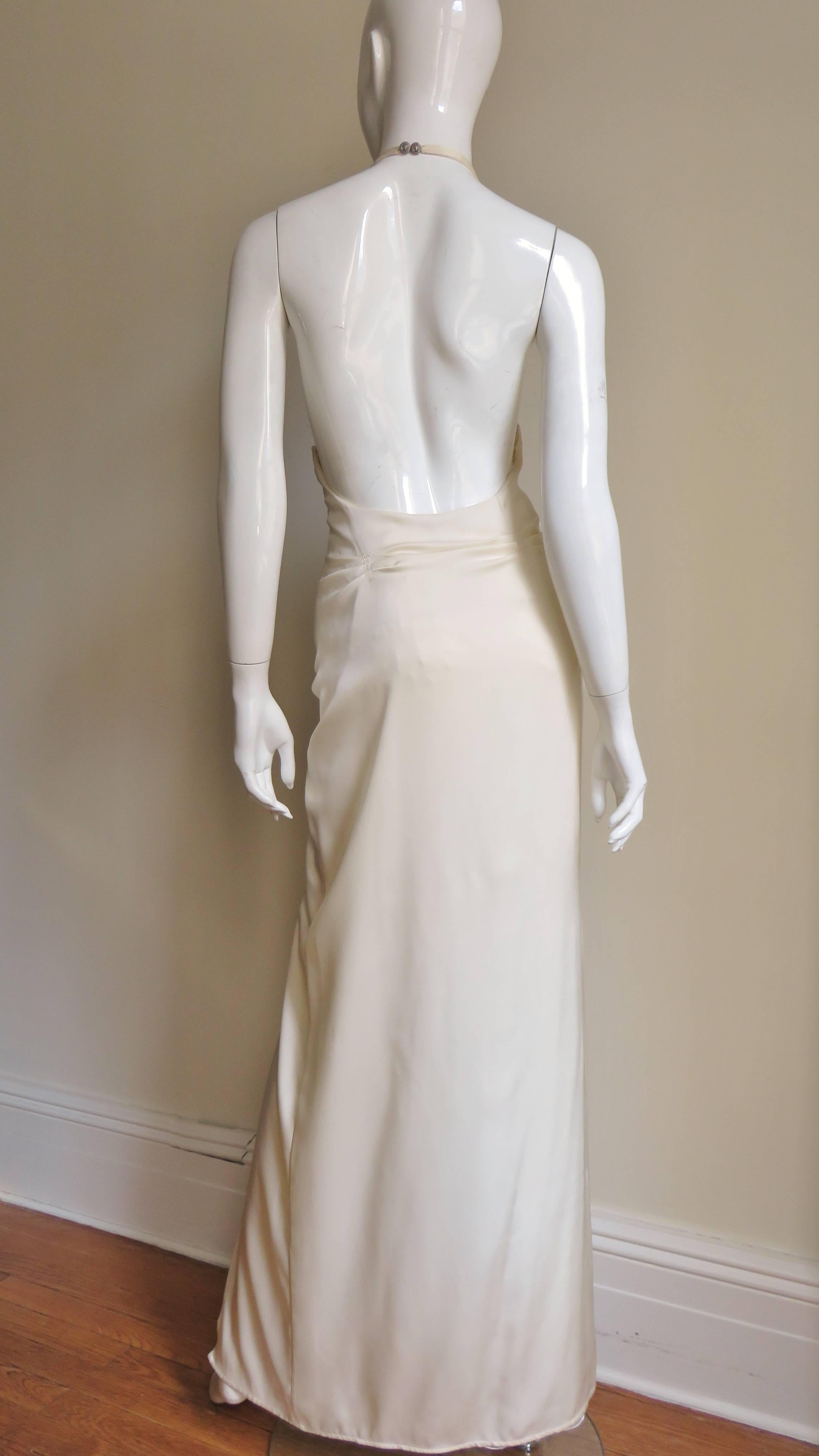 1990s Gianni Versace Silk Plunge Halter Dress 3