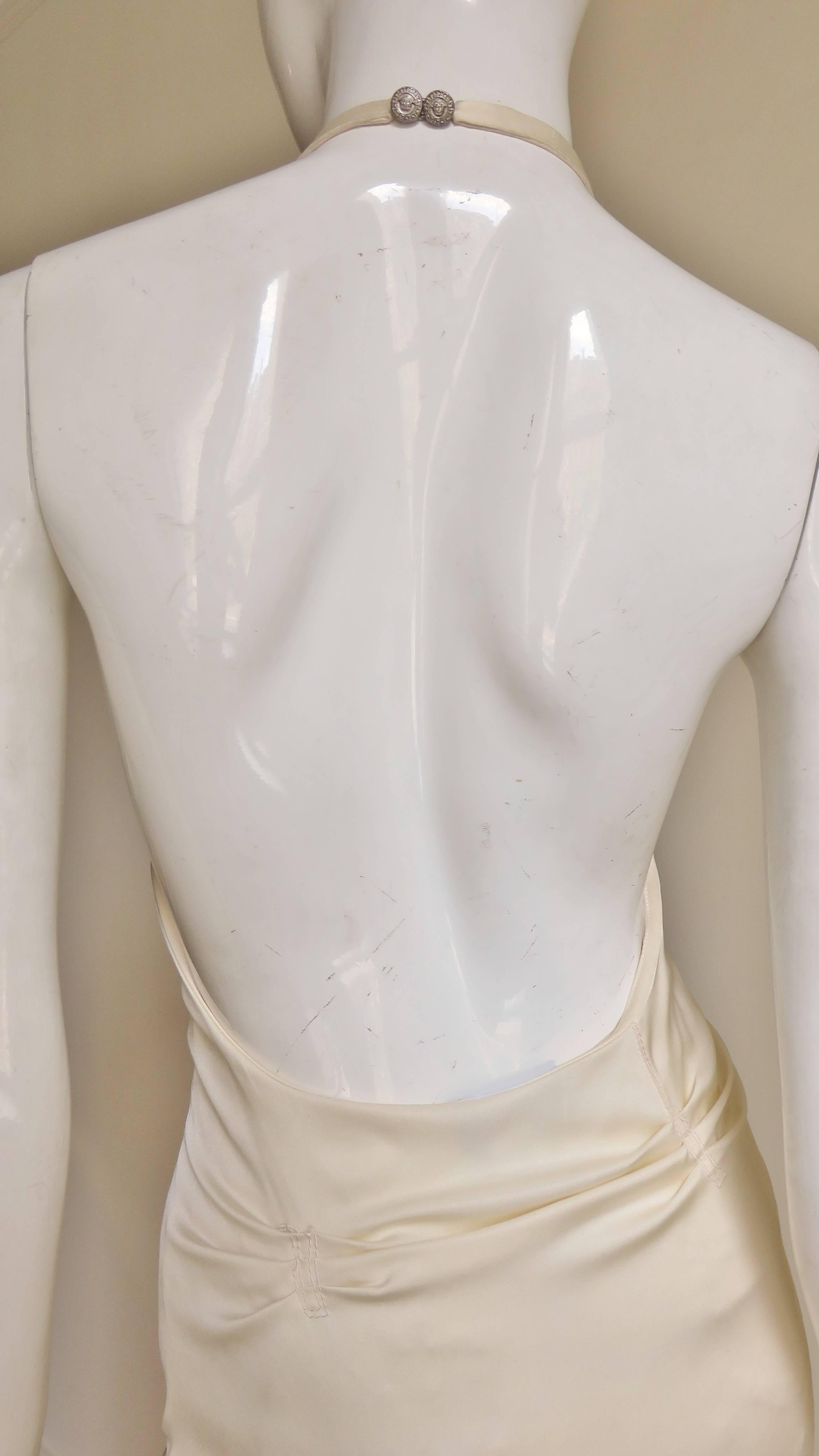 1990s Gianni Versace Silk Plunge Halter Dress 1