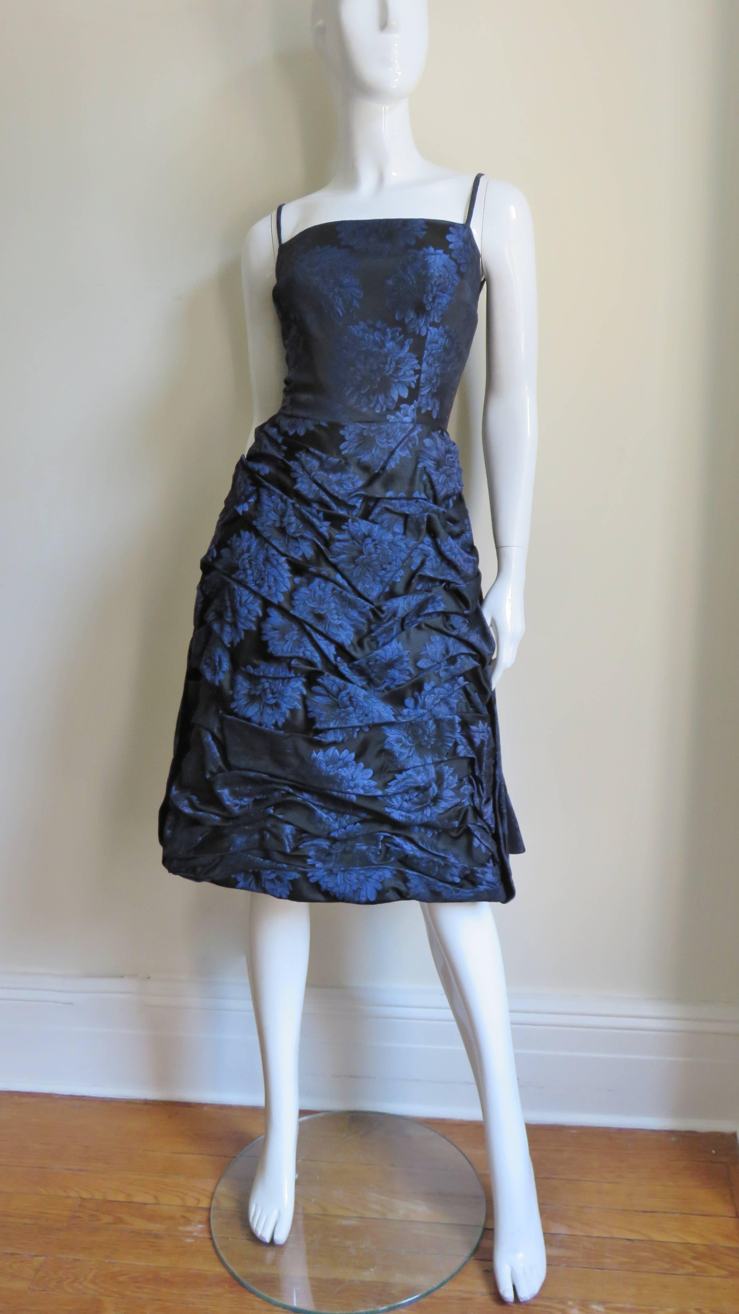 1950s Sher Lee Silk Damask Dress with Watteau Back For Sale at 1stDibs ...