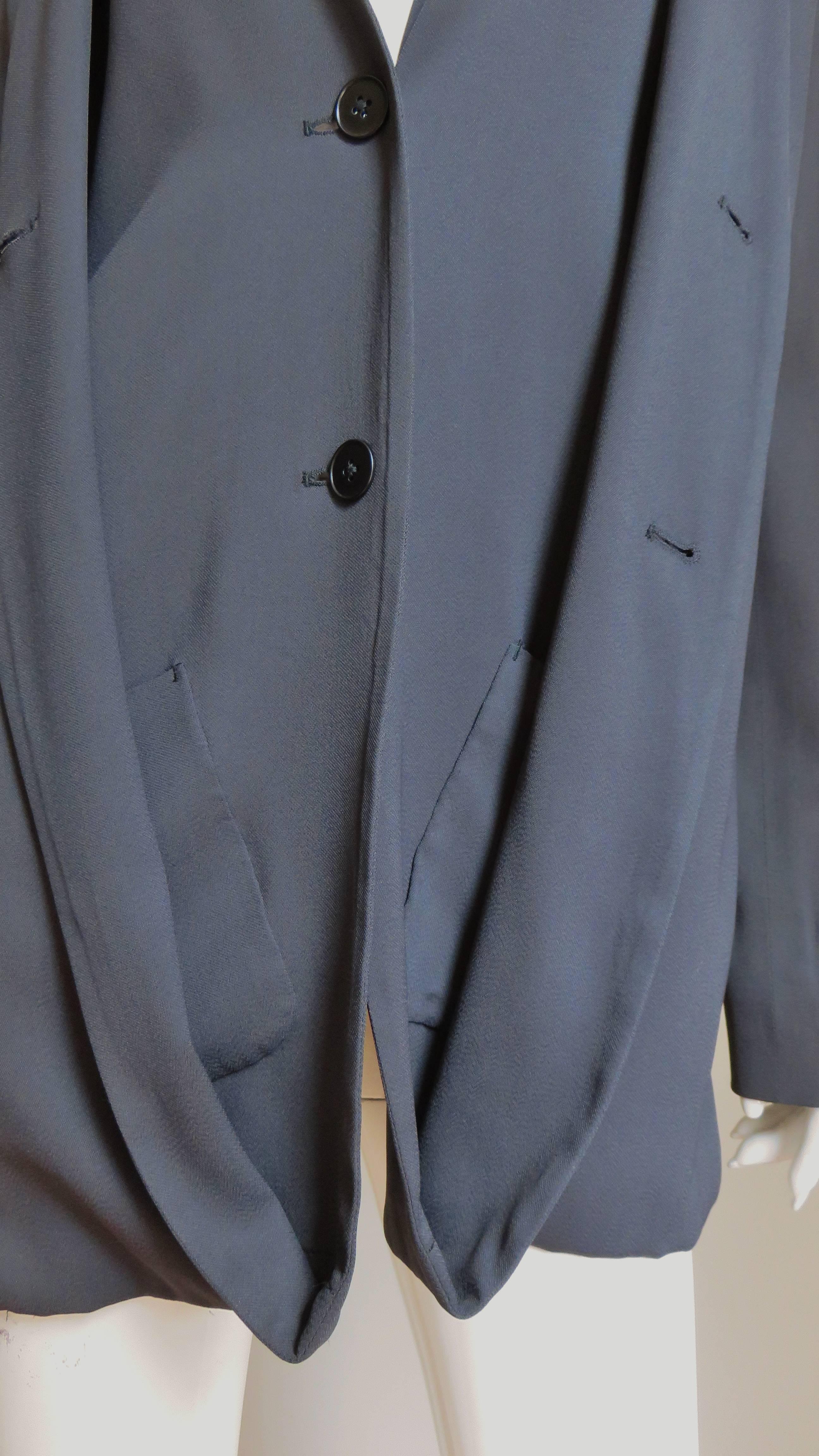 Gray Jil Sander Silk Backless Double Front Jacket