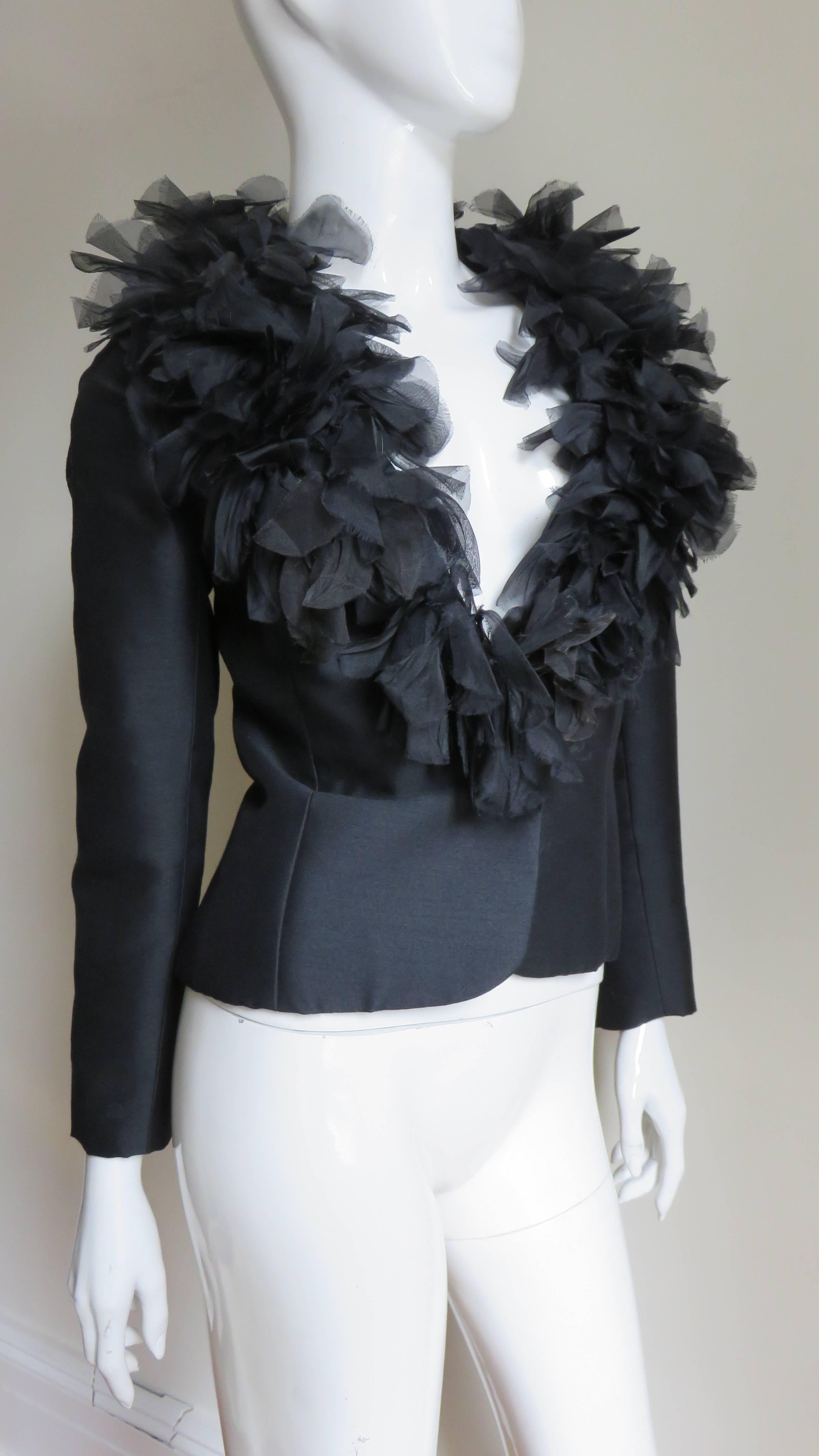 Women's  1960s Silk Jacket with Organza Trim For Sale