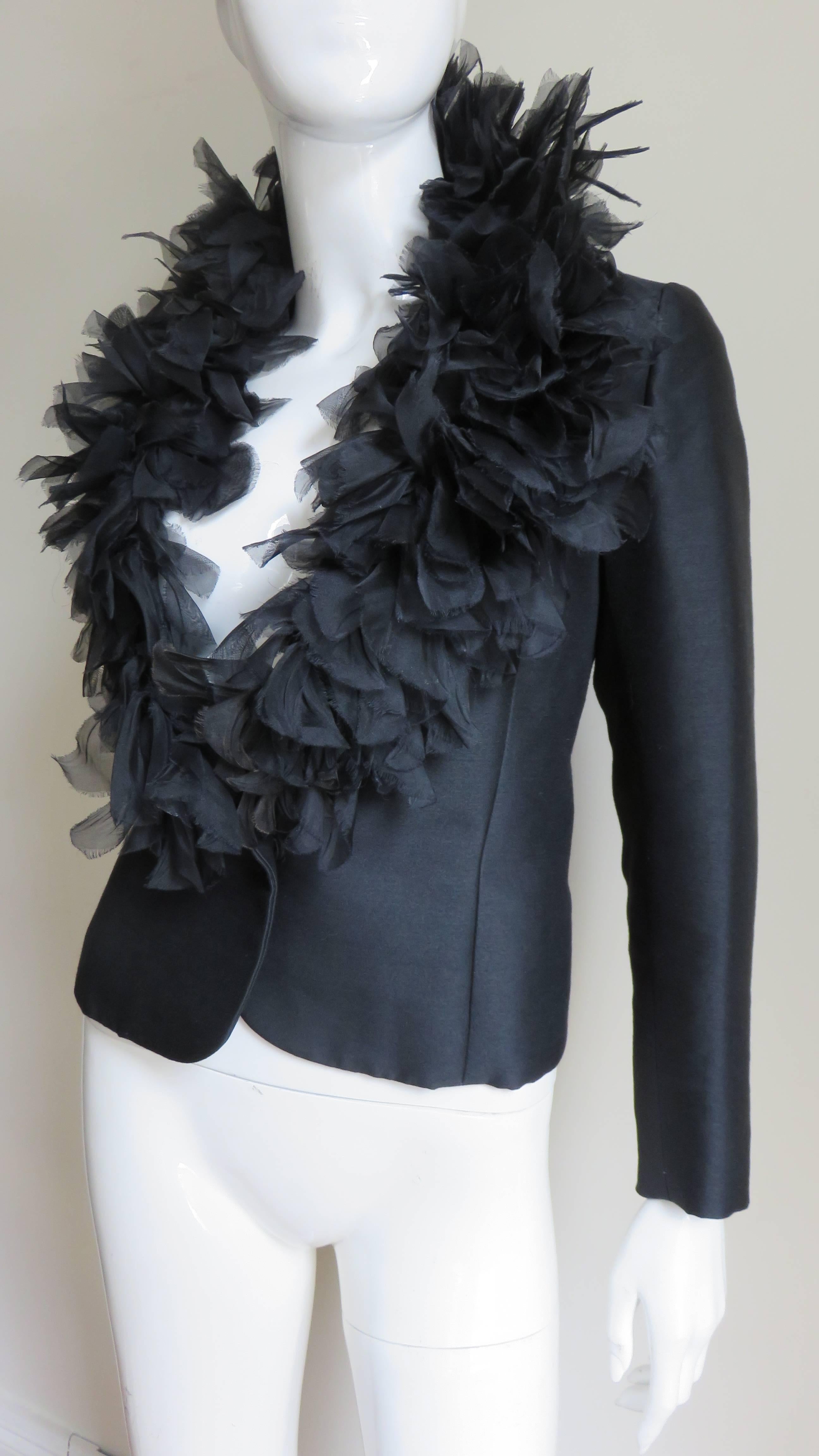 1960s Silk Jacket with Organza Trim For Sale 1