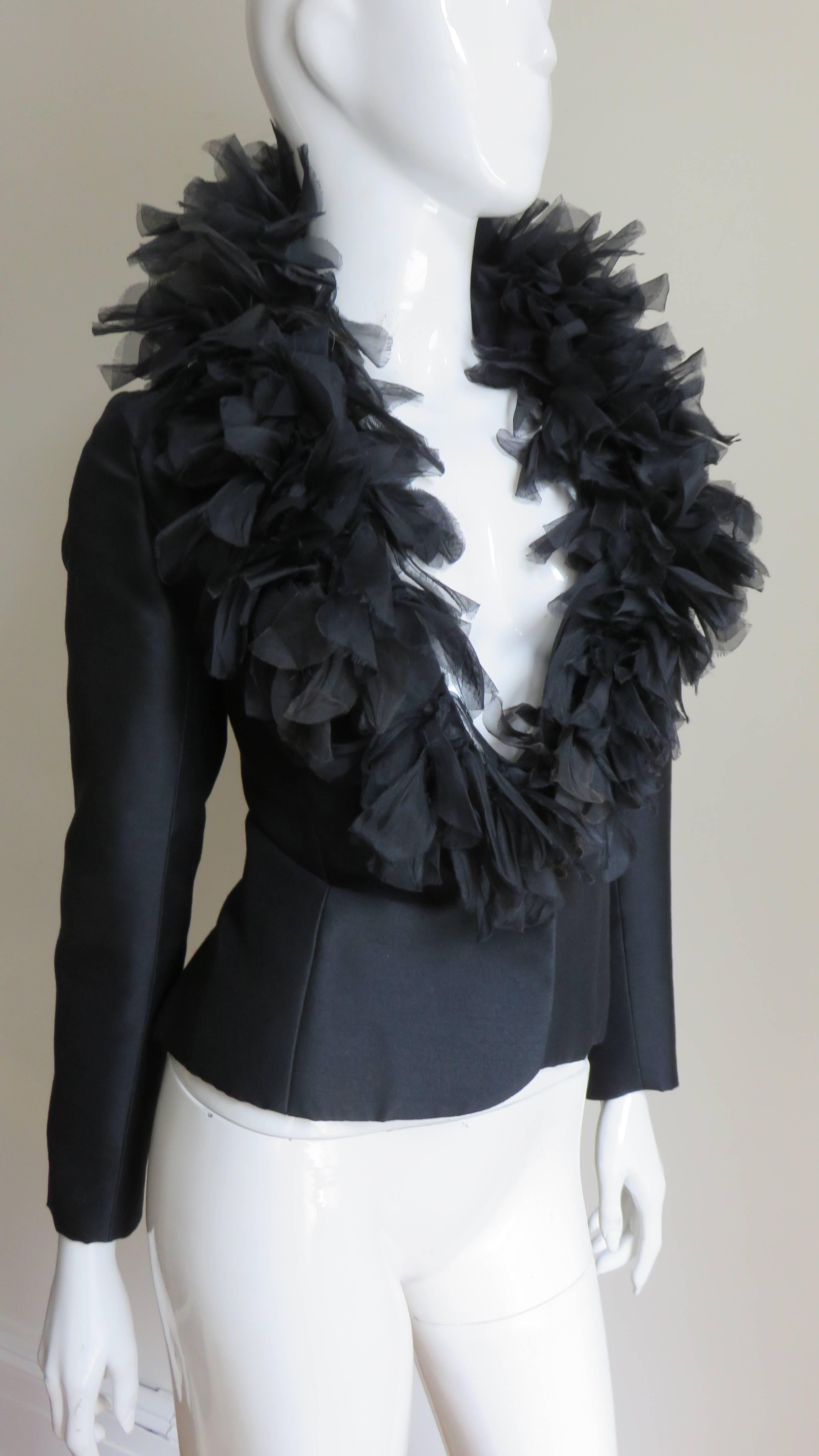  1960s Silk Jacket with Organza Trim In Good Condition For Sale In Water Mill, NY