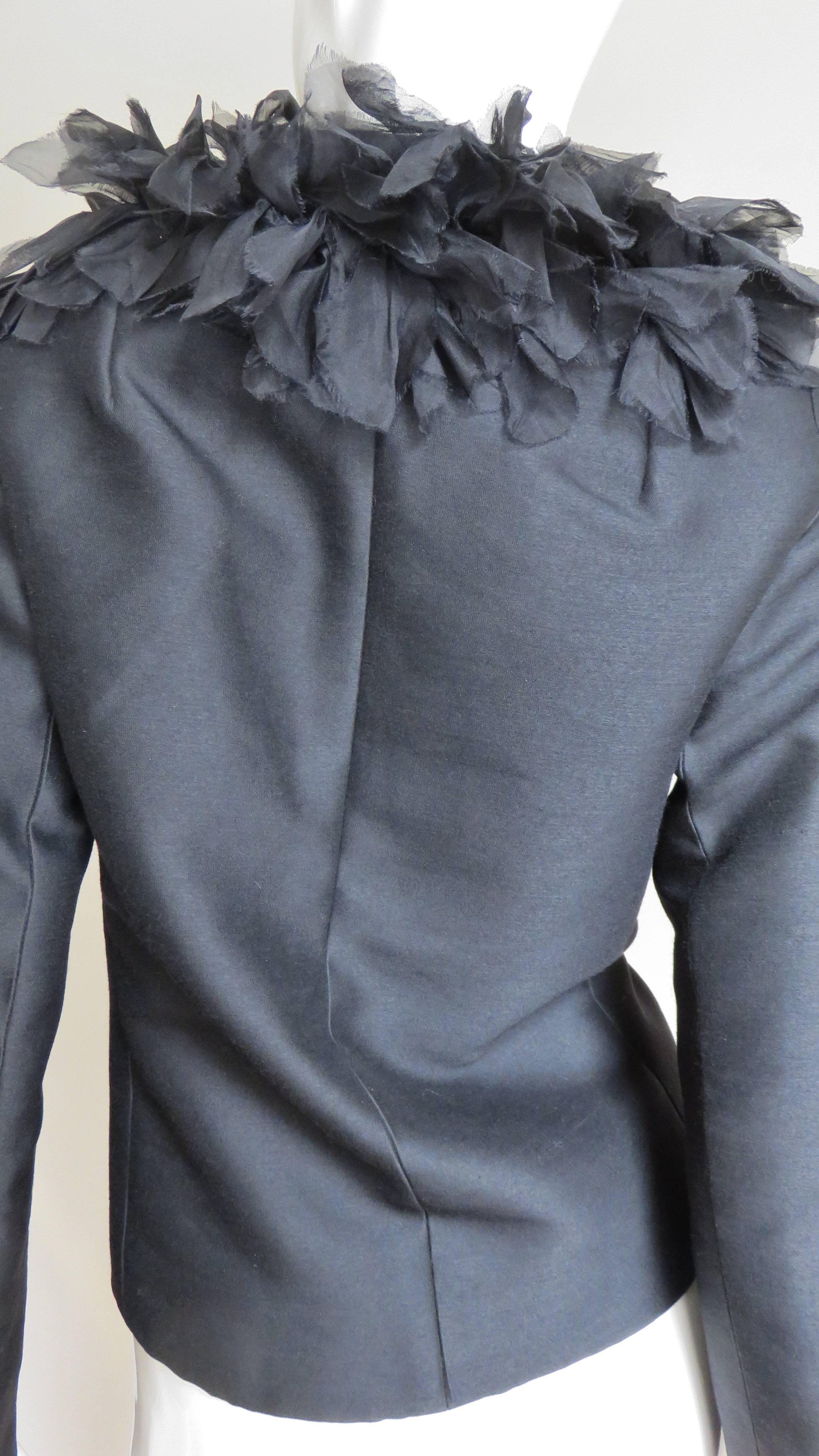 1960s Silk Jacket with Organza Trim For Sale 3