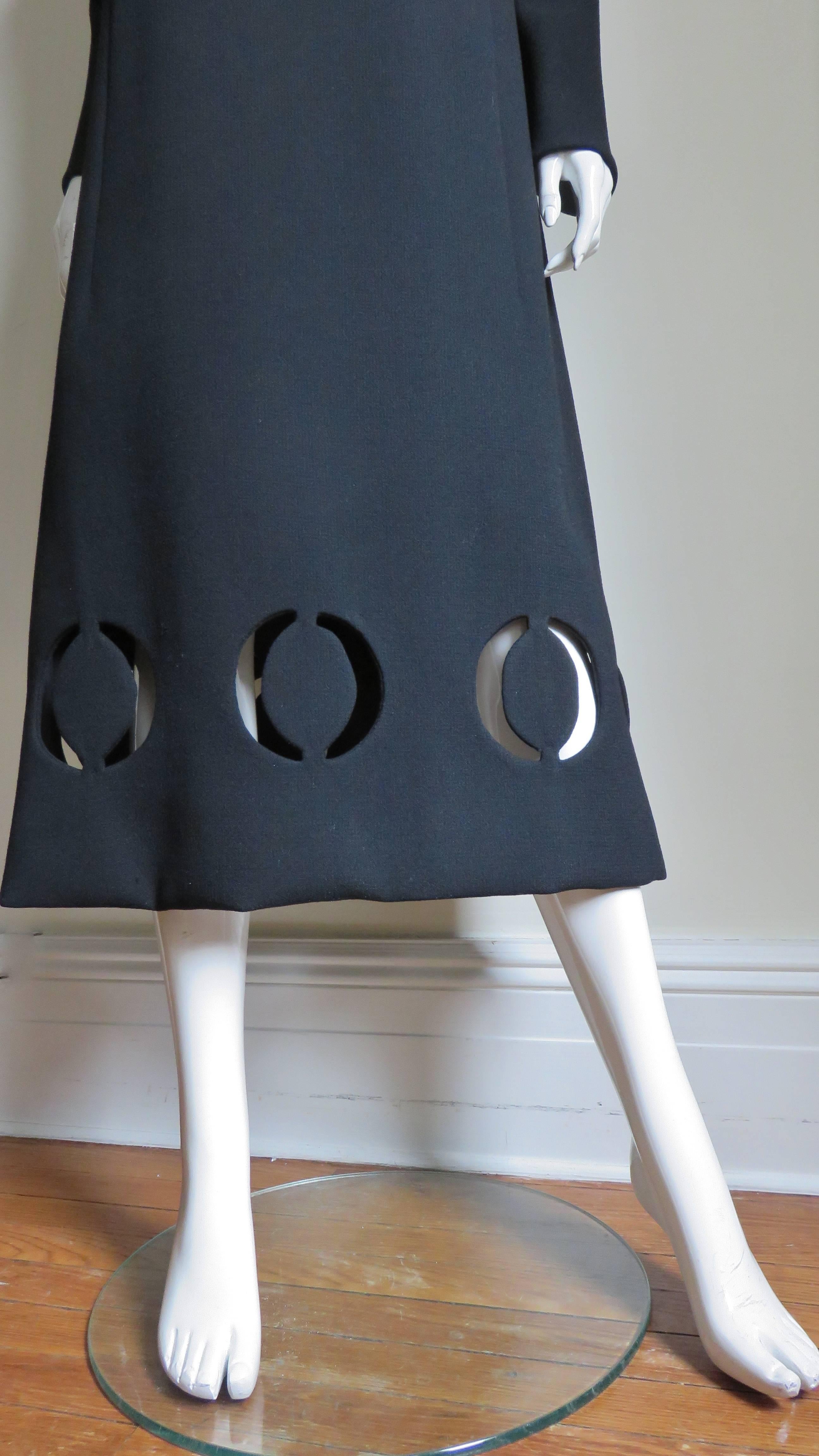 Pierre Cardin 1970s Midi Dress with Cut out Hem 2