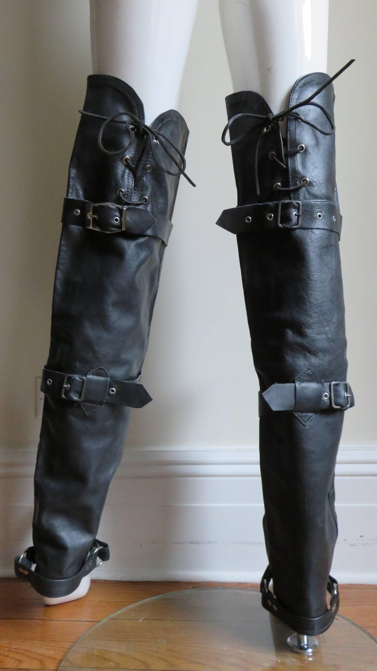 1980's Leather Leg Warmers at 1stDibs