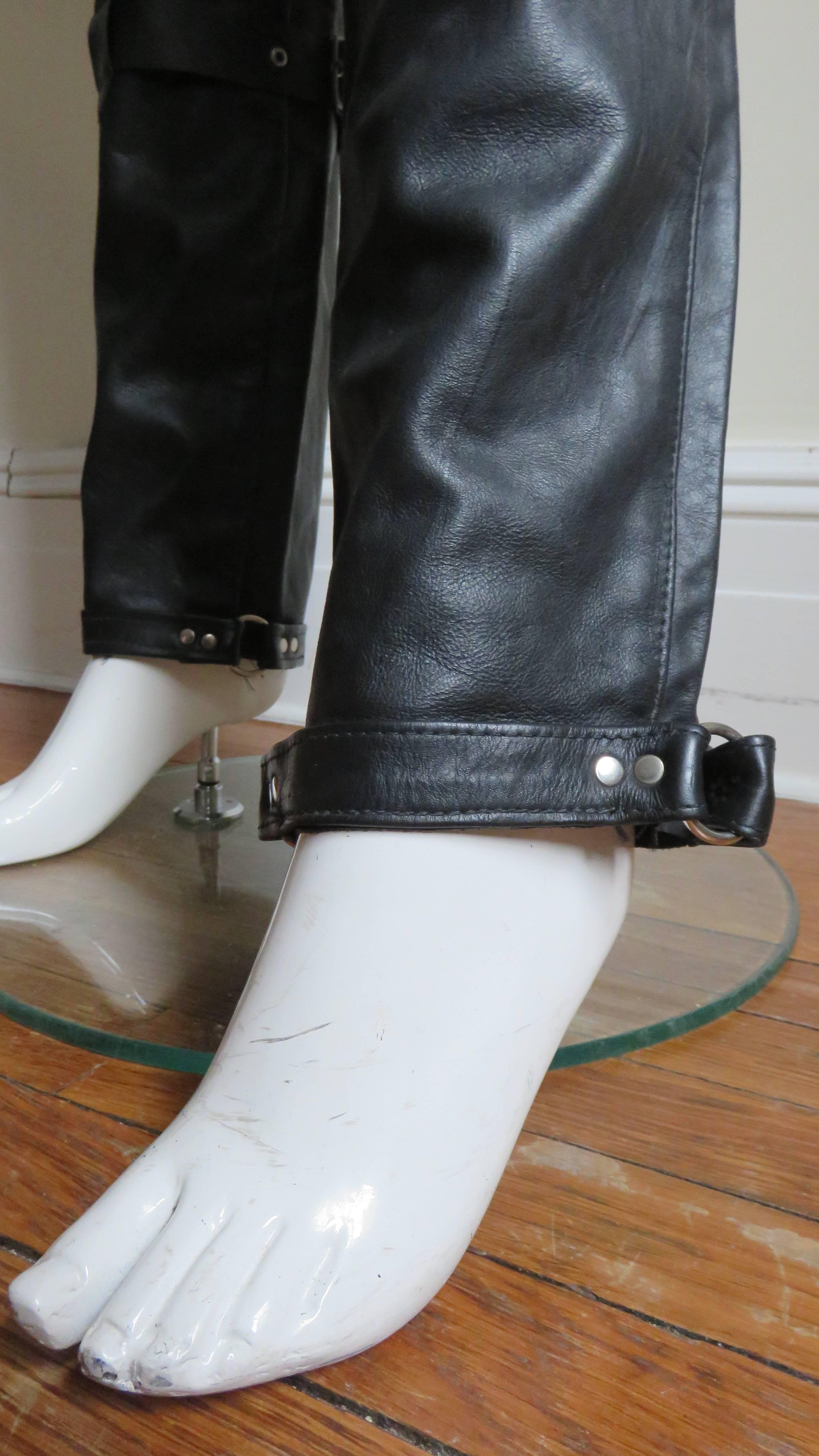 Black 1980's Leather Leg Warmers