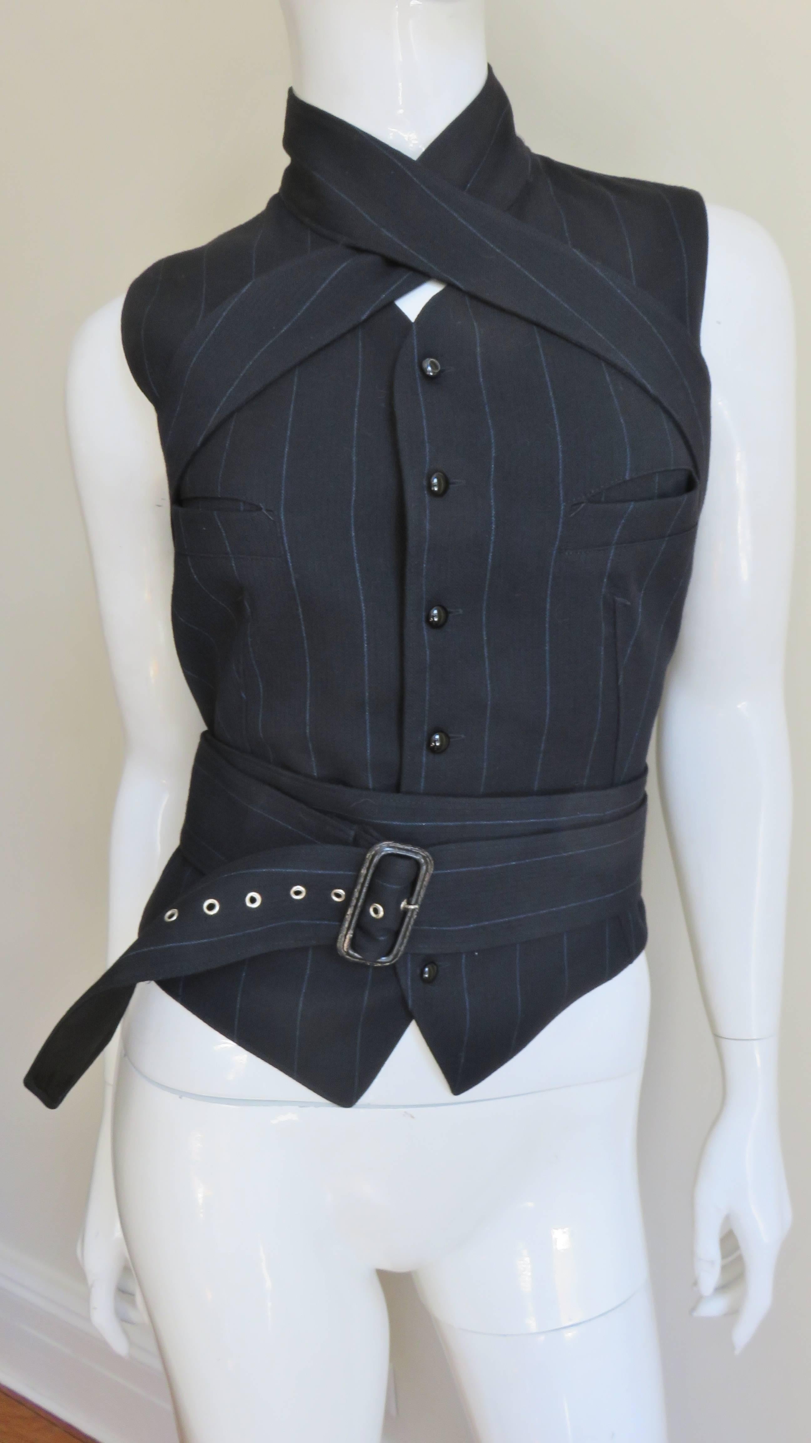 1990s Jean Paul Gaultier Wrap Bondage Vest In Good Condition In Water Mill, NY