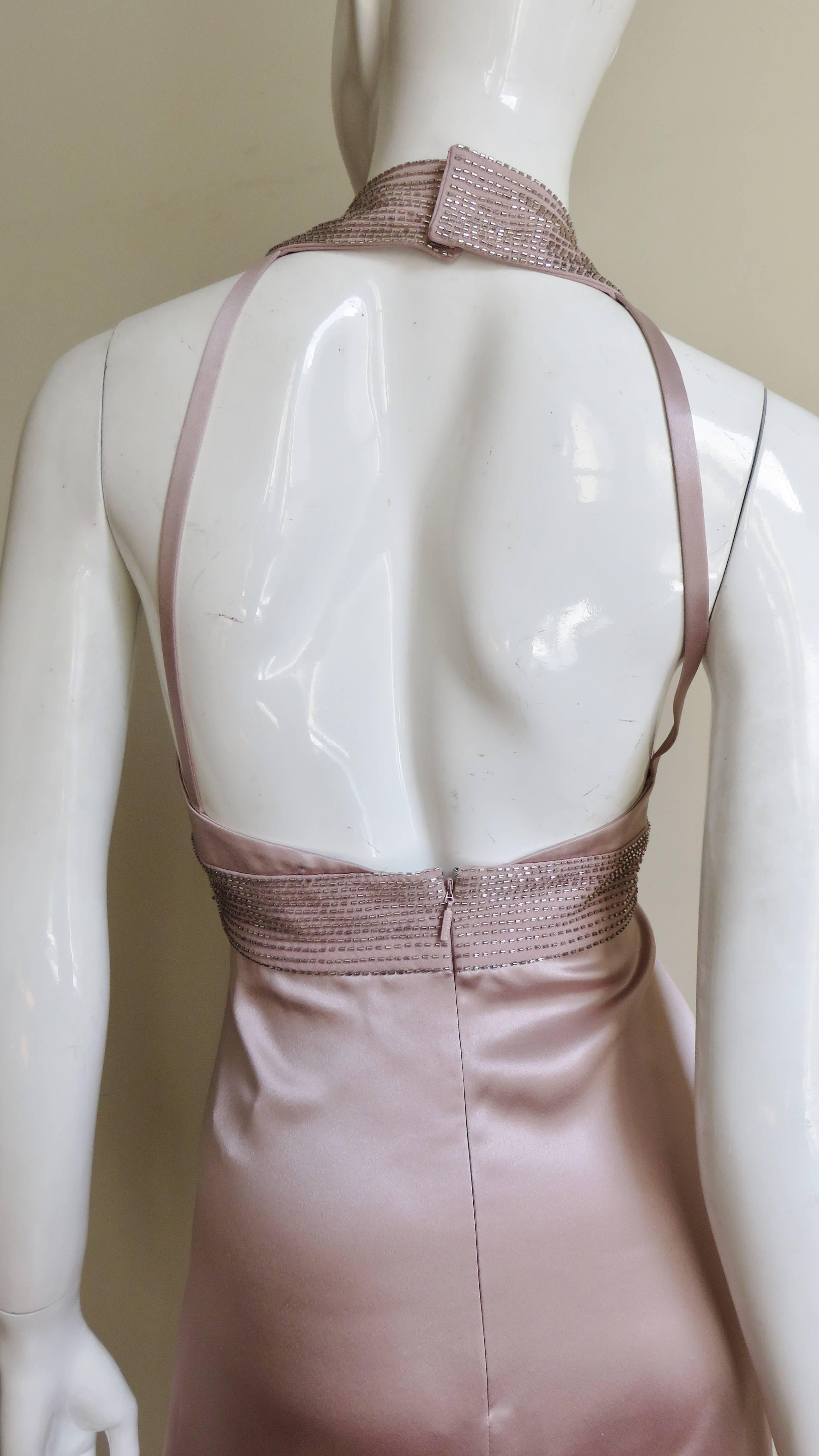 Versace Blush Beaded Silk Halter 3