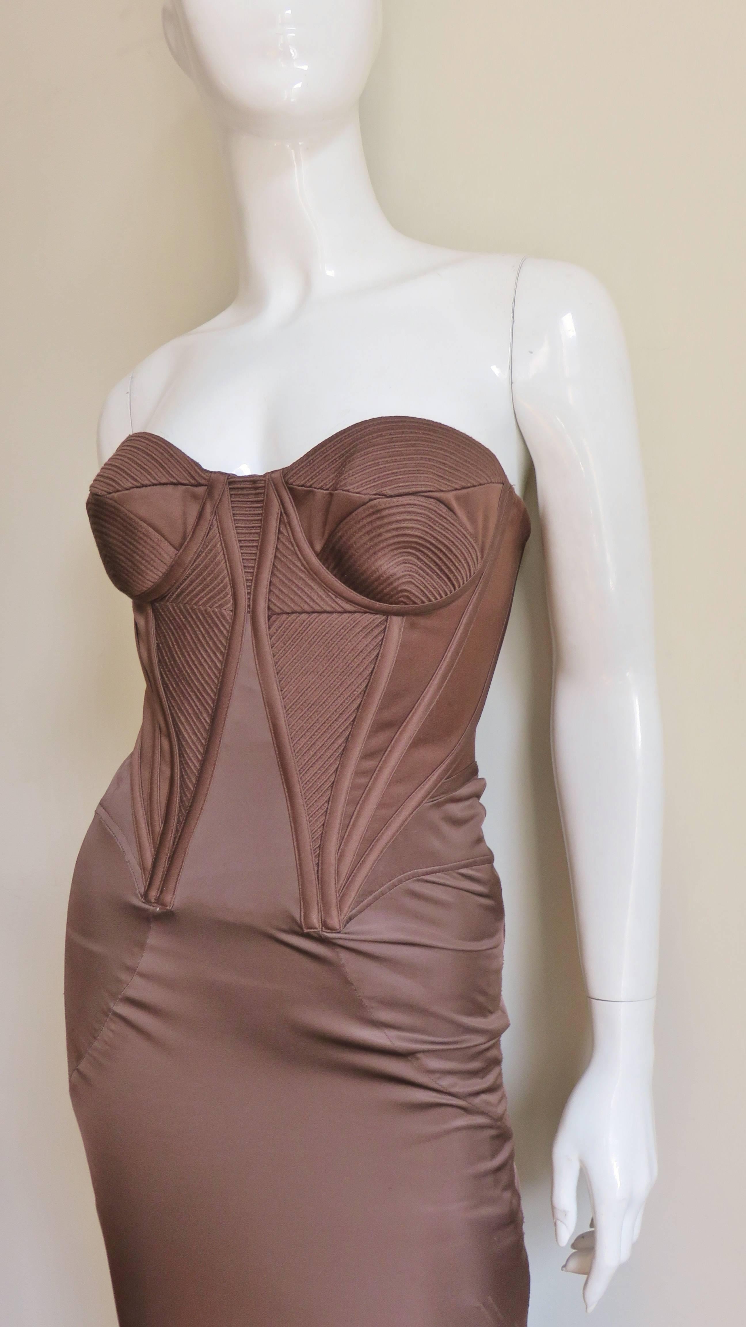 Gray Versace Iconic Corset Bustier Gown