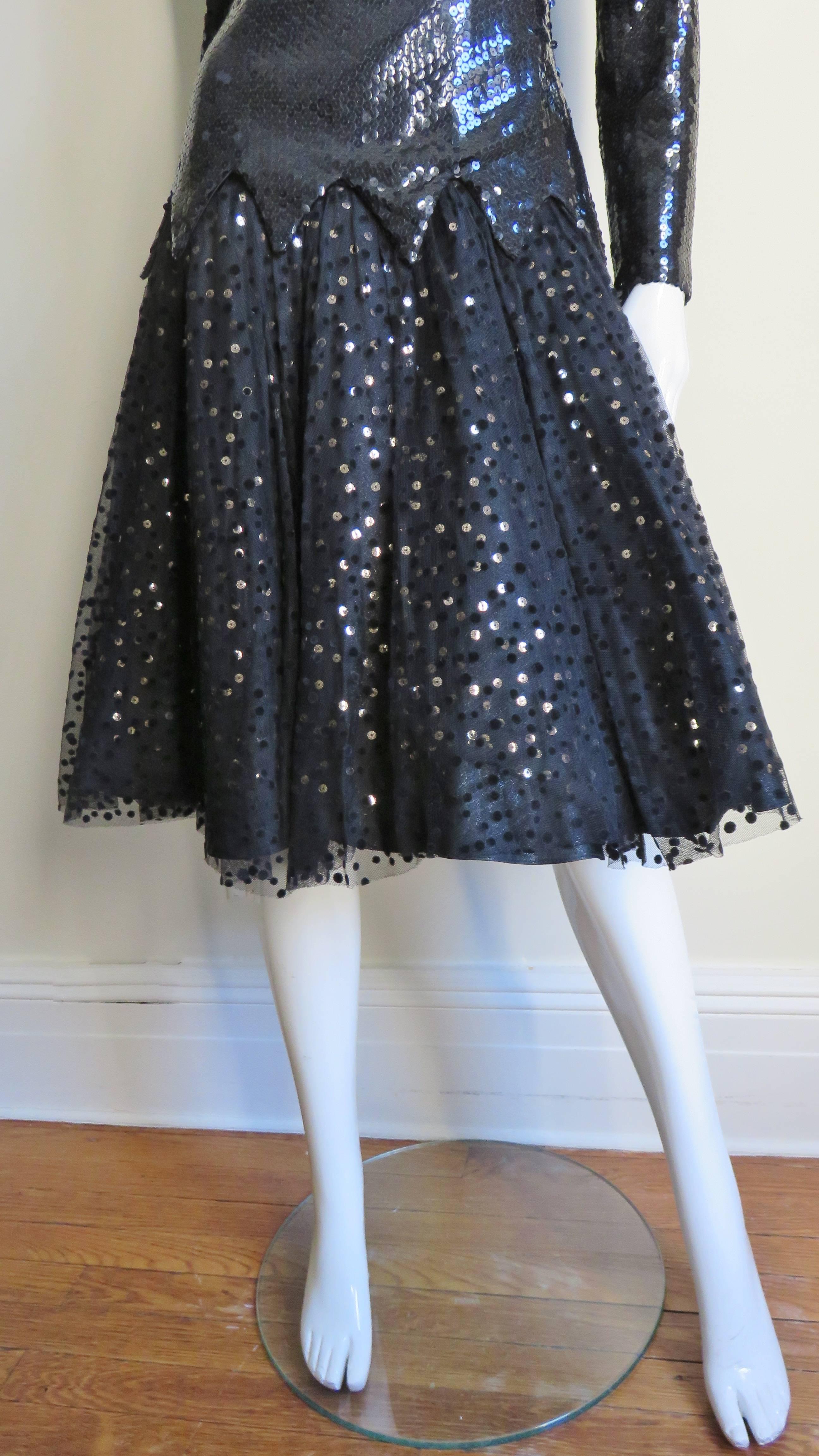 Mignon Sequin and Tulle Dress 1980s In Good Condition For Sale In Water Mill, NY