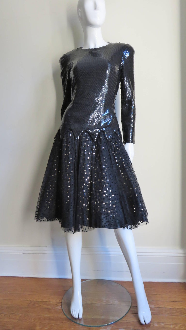 Mignon Sequin and Tulle Dress 1980s For Sale 3