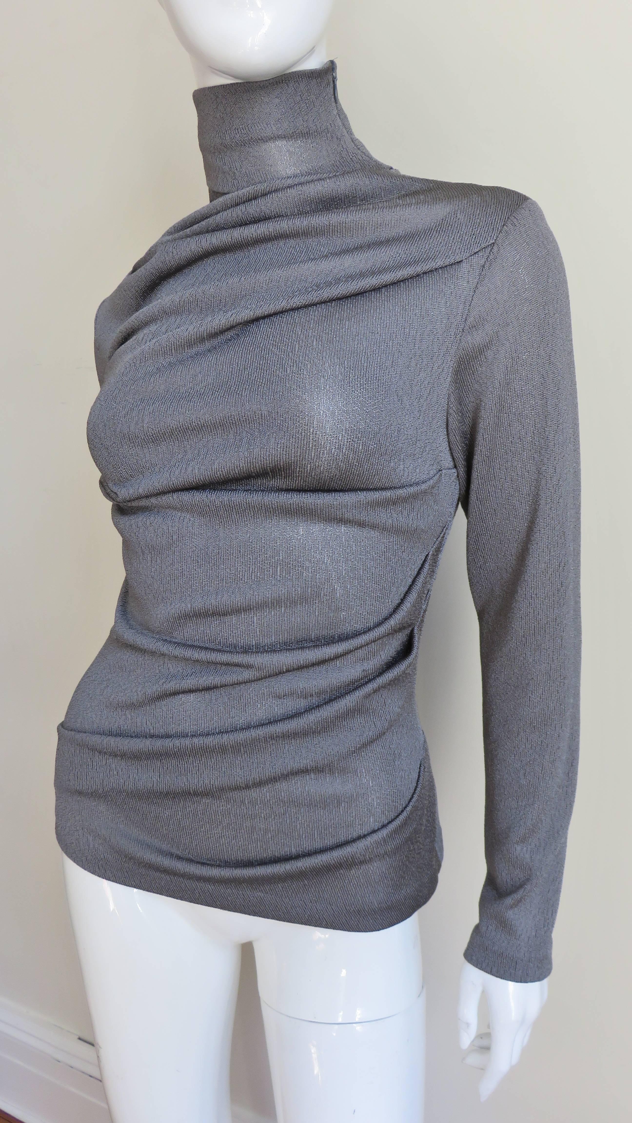 Alexander McQueen New Draped Silk Top 1999 In Good Condition In Water Mill, NY